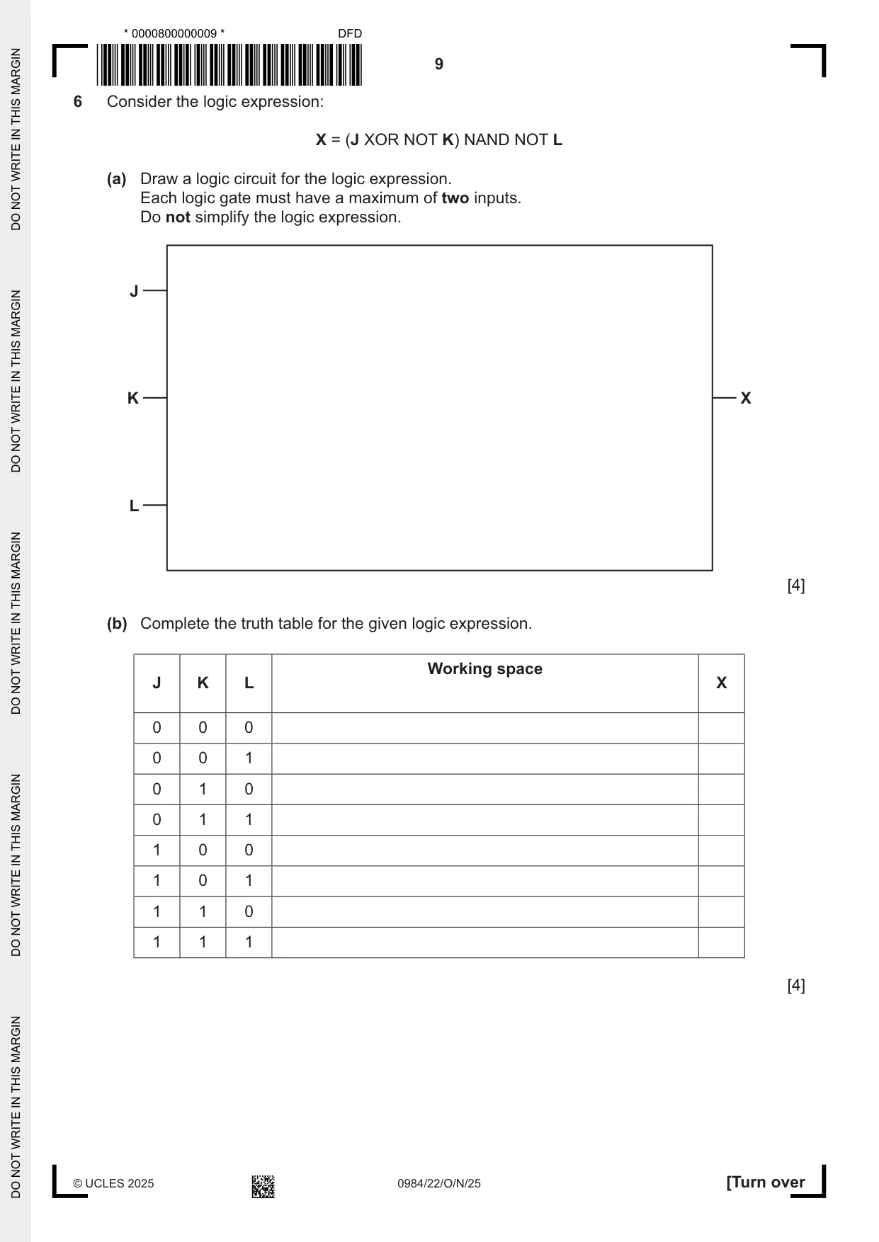 Cambridge IGCSE Computer Science (9-1) 0984 2025 Oct/Nov Paper 2 · Variant 2 question paper, page 9 of 16
