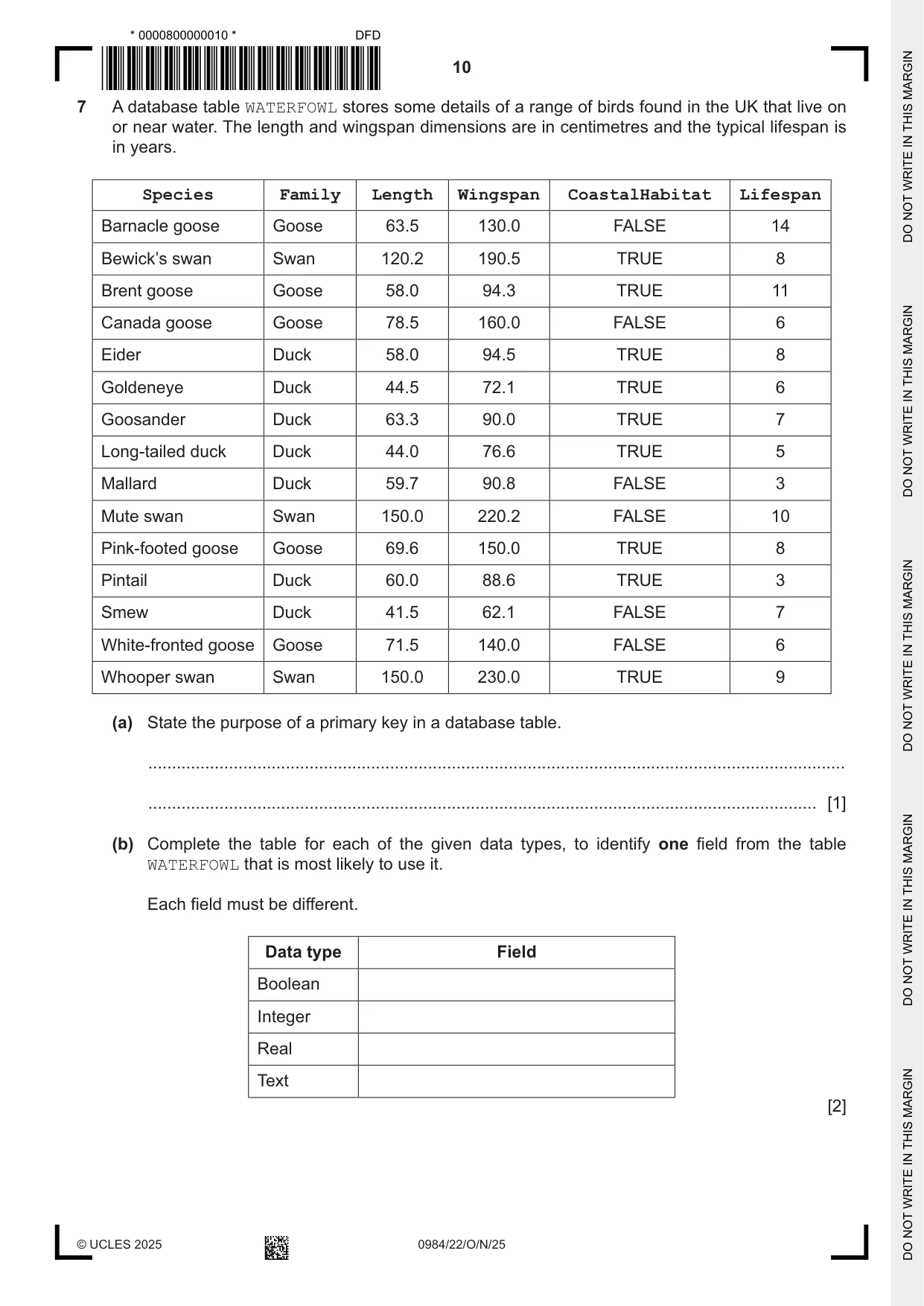 Cambridge IGCSE Computer Science (9-1) 0984 2025 Oct/Nov Paper 2 · Variant 2 question paper, page 10 of 16