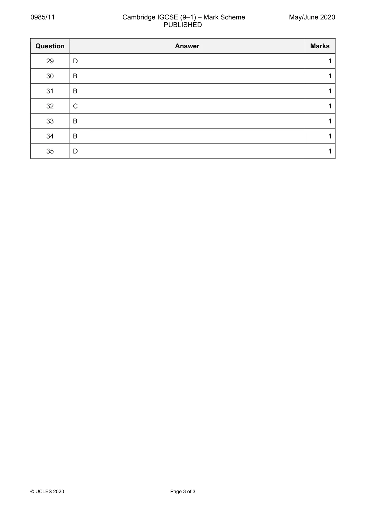 Mark scheme, page 3 of 3