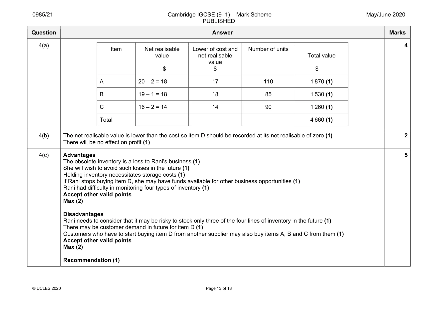 Mark scheme, page 13 of 18