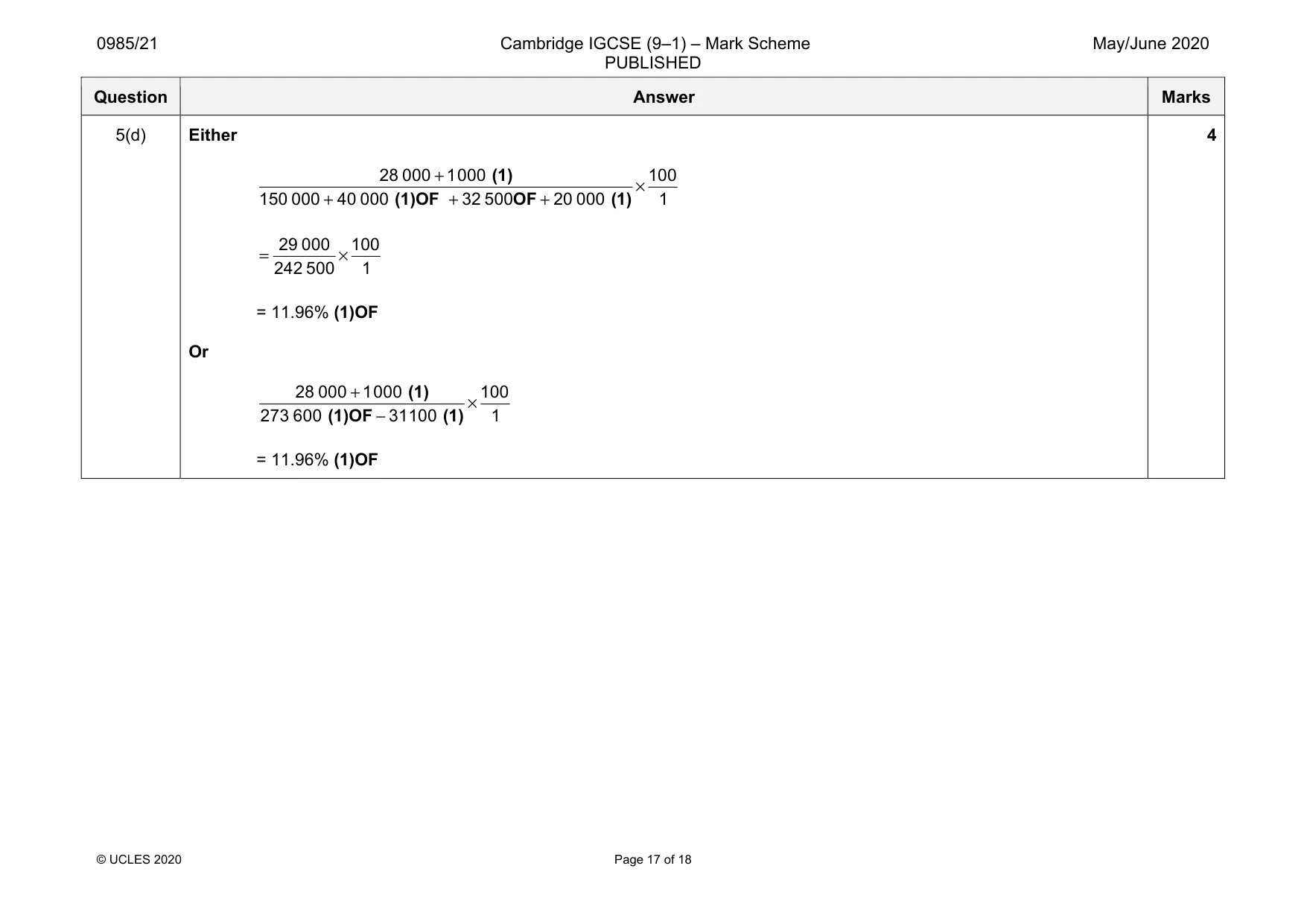 Mark scheme, page 17 of 18