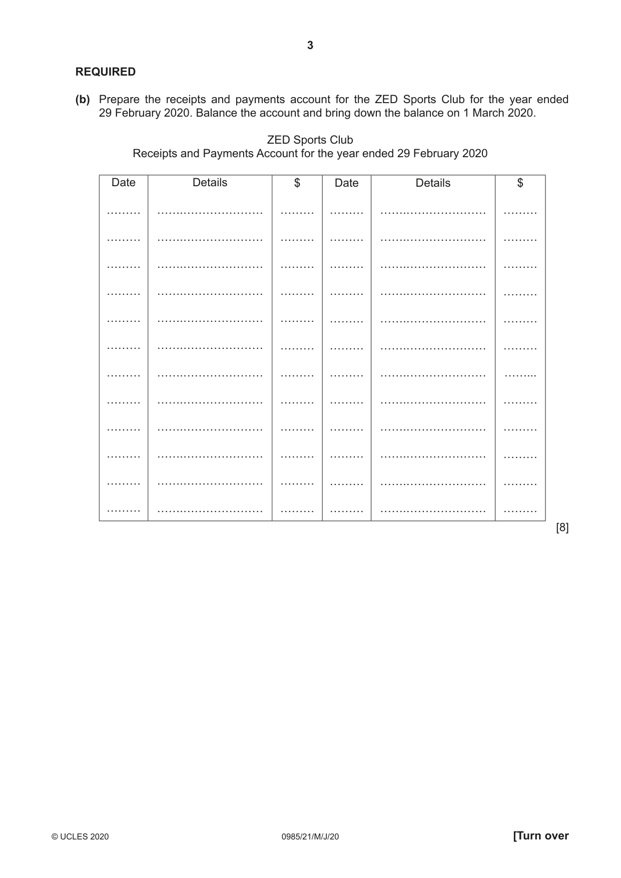 Cambridge IGCSE Accounting (9-1) 0985 2020 May/June Paper 2 · Variant 1 question paper, page 3 of 24