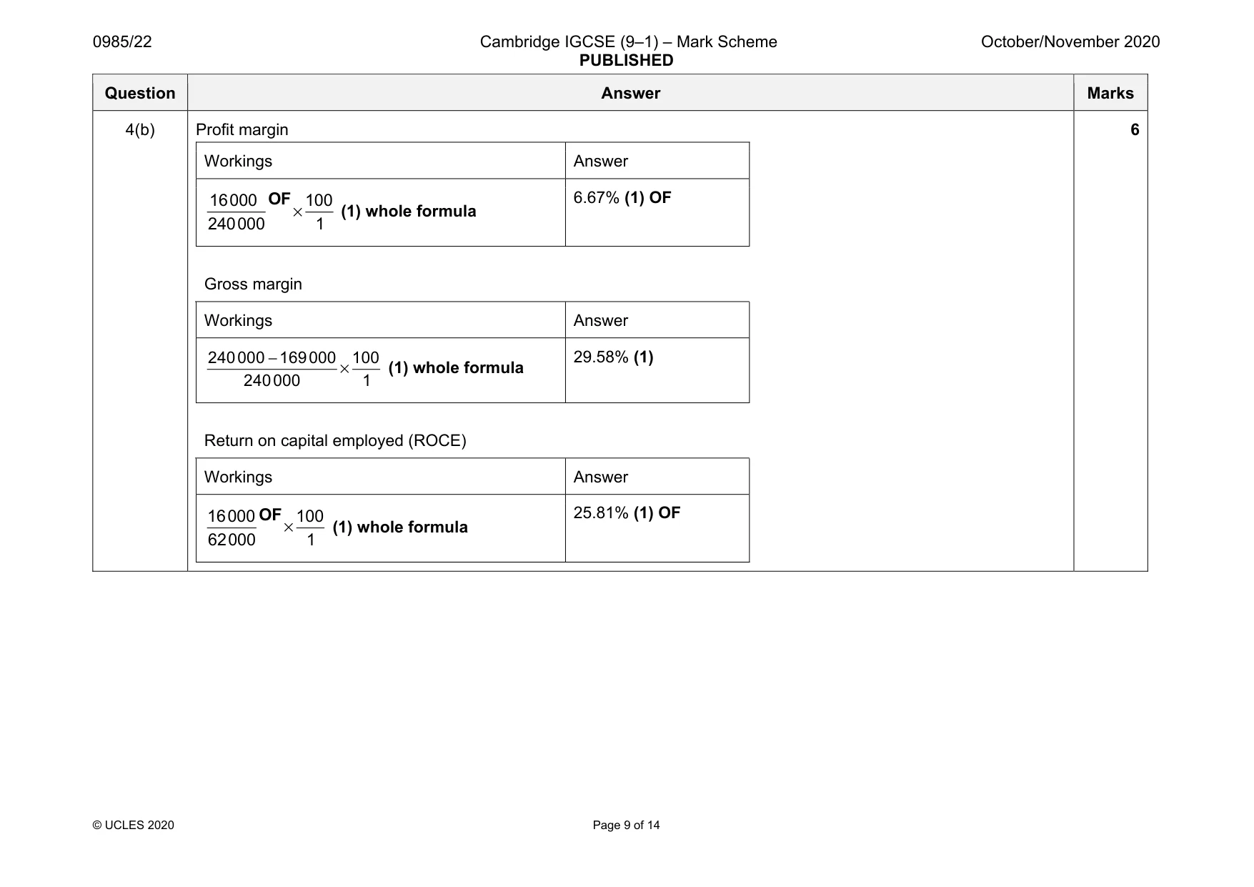 Mark scheme, page 9 of 14