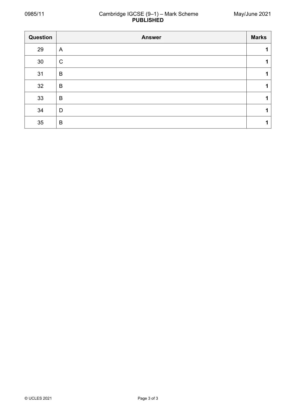 Mark scheme, page 3 of 3