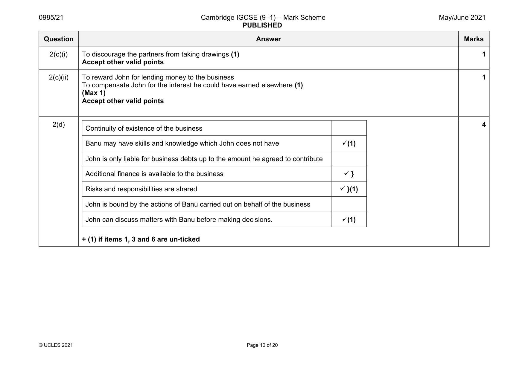 Mark scheme, page 10 of 20