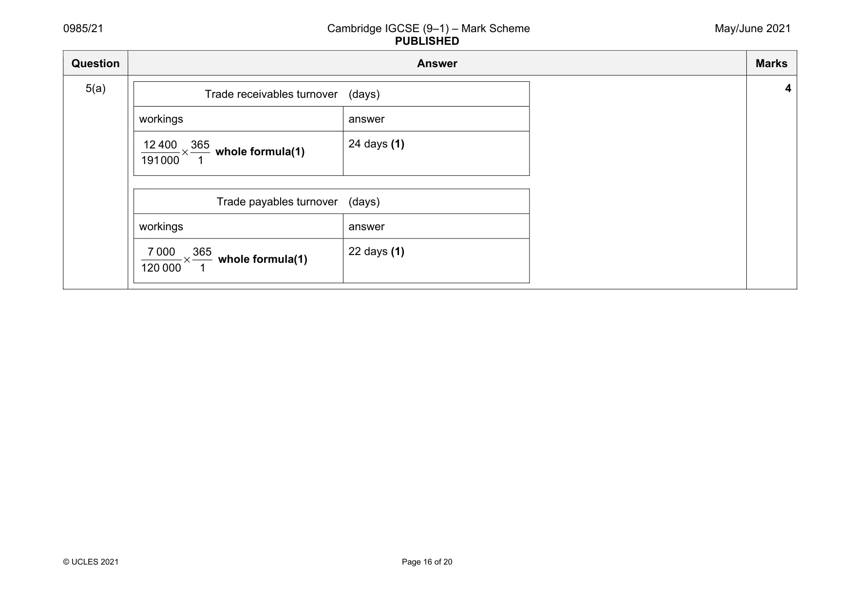 Mark scheme, page 16 of 20