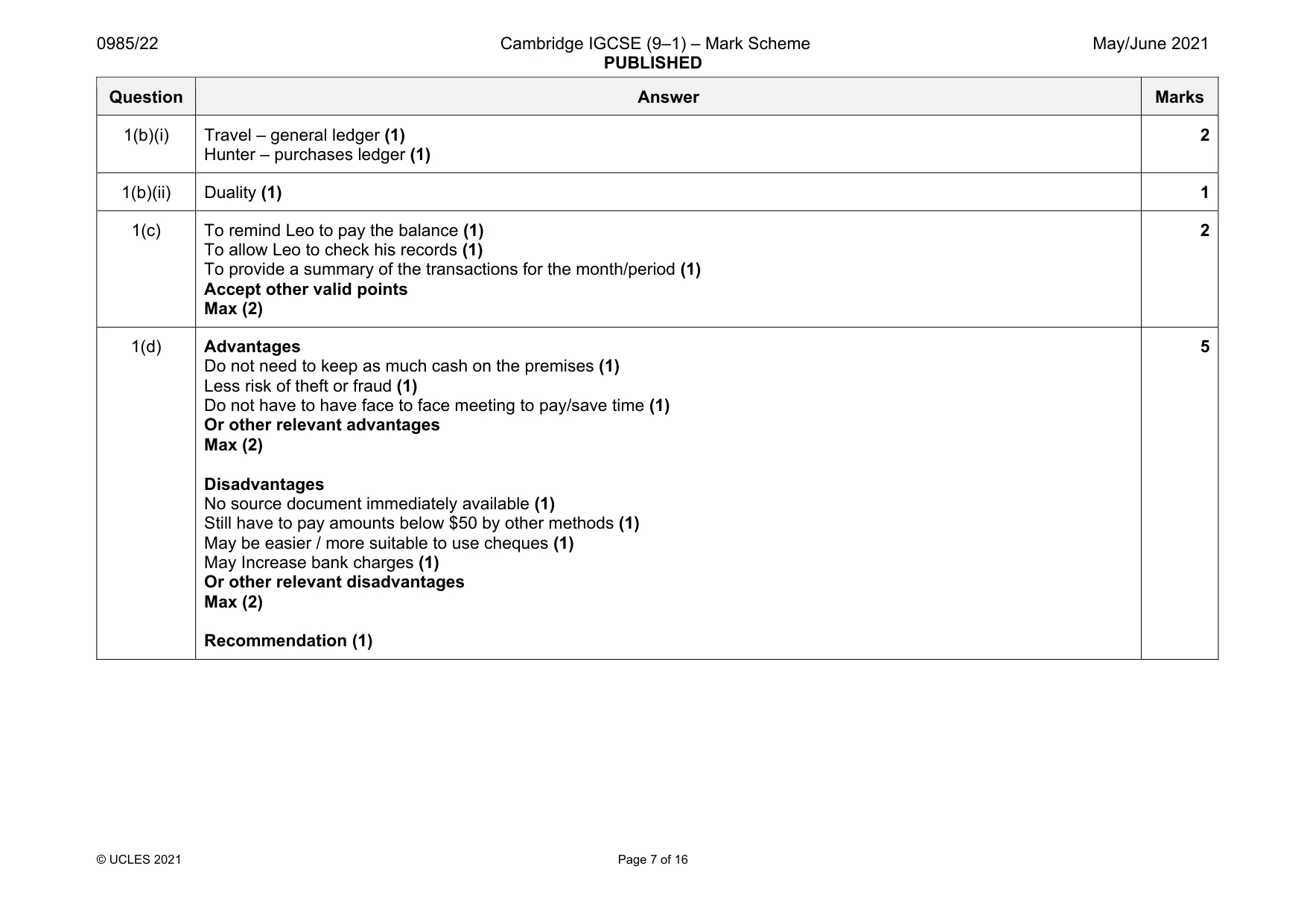 Mark scheme, page 7 of 16
