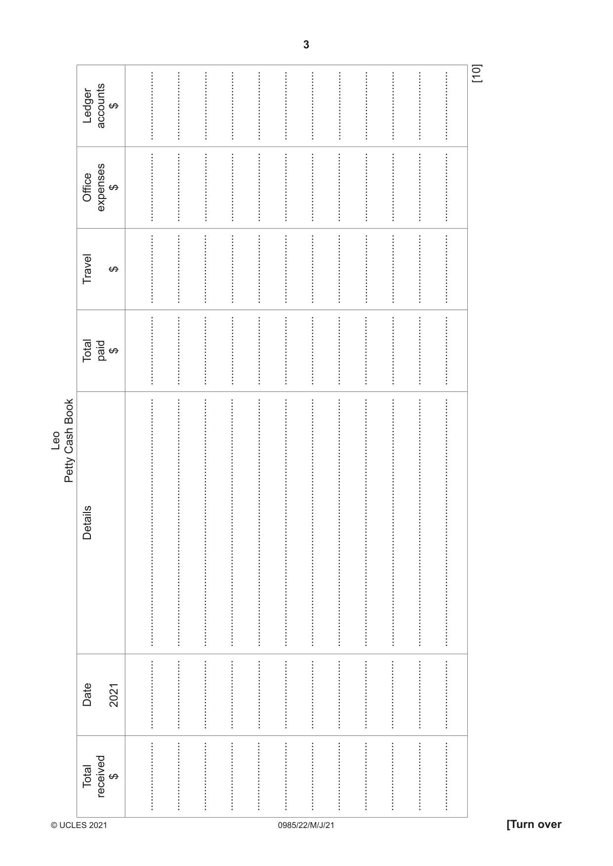 Cambridge IGCSE Accounting (9-1) 0985 2021 May/June Paper 2 · Variant 2 question paper, page 3 of 16