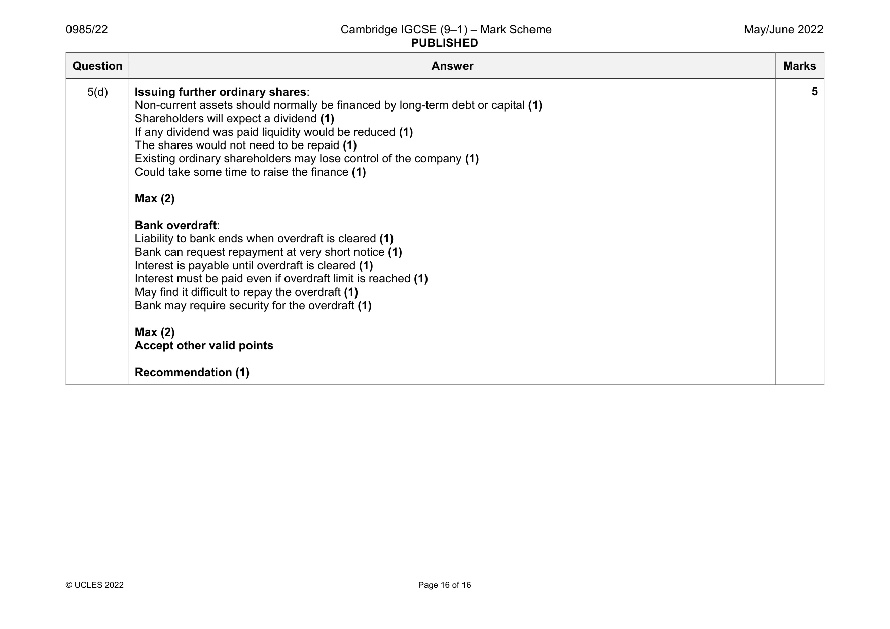 Mark scheme, page 16 of 16