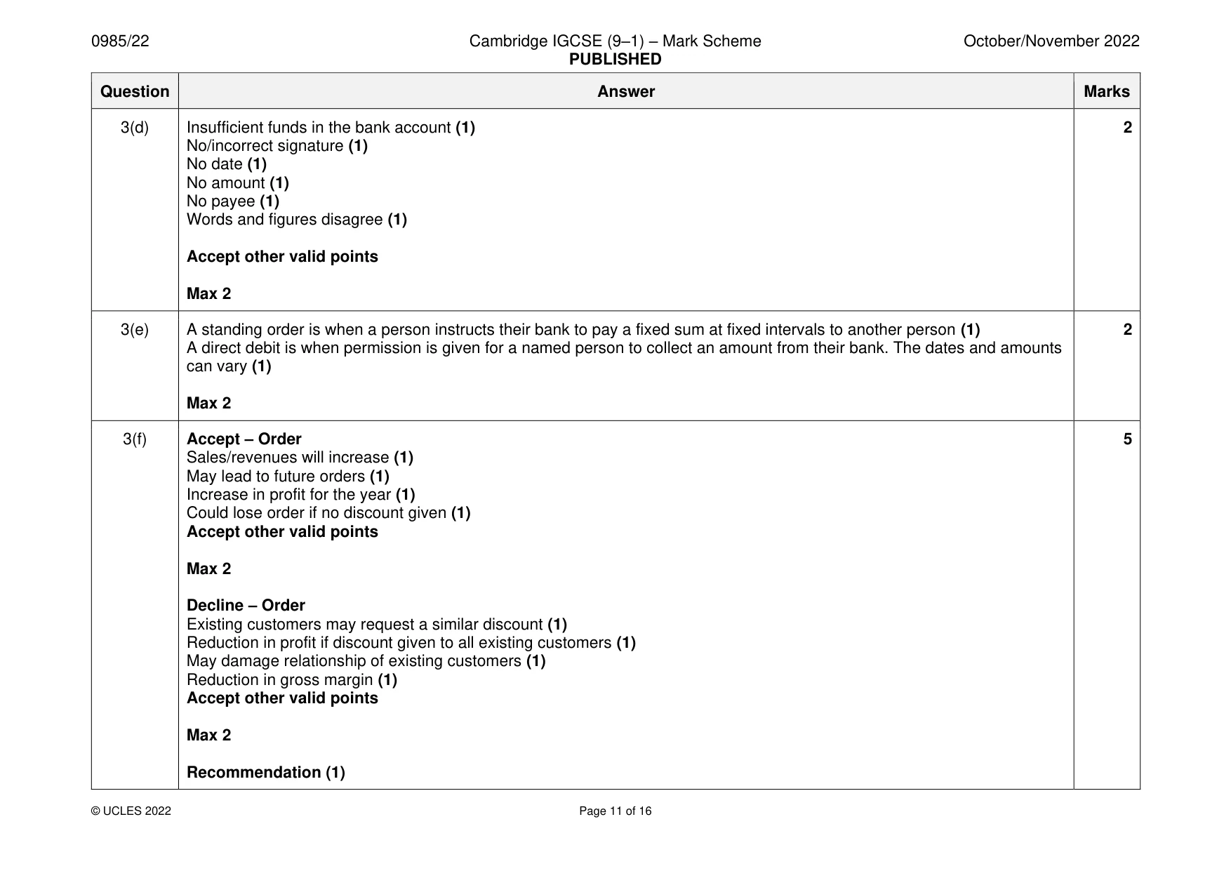 Mark scheme, page 11 of 16