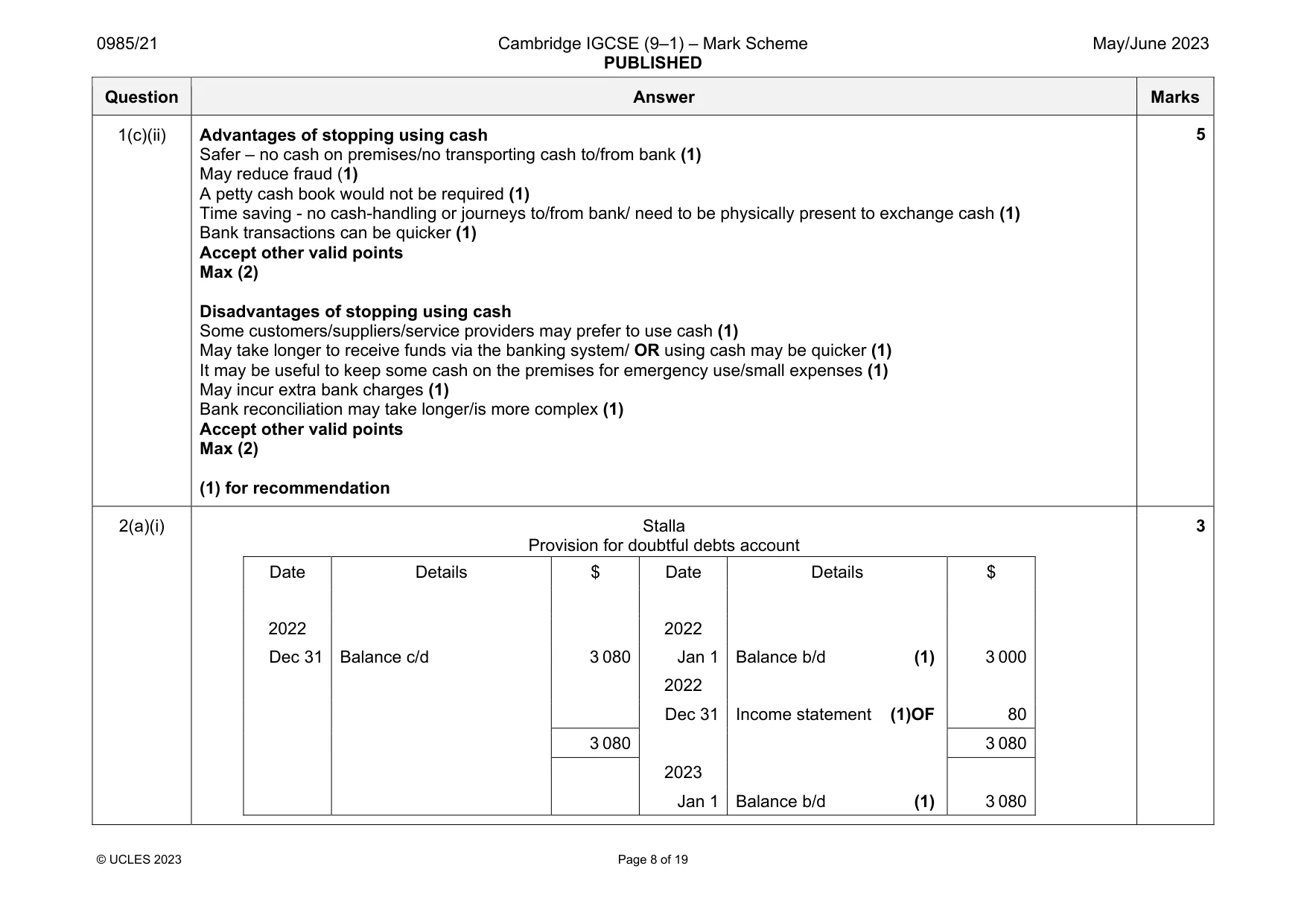 Mark scheme, page 8 of 19