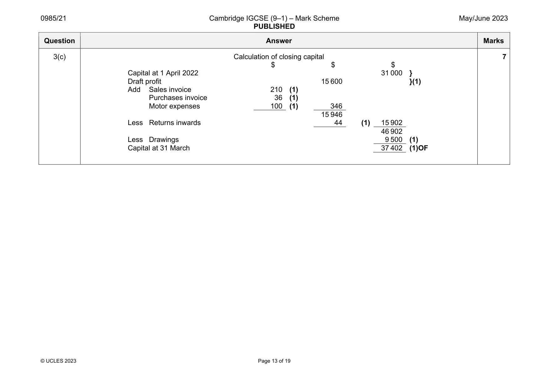 Mark scheme, page 13 of 19