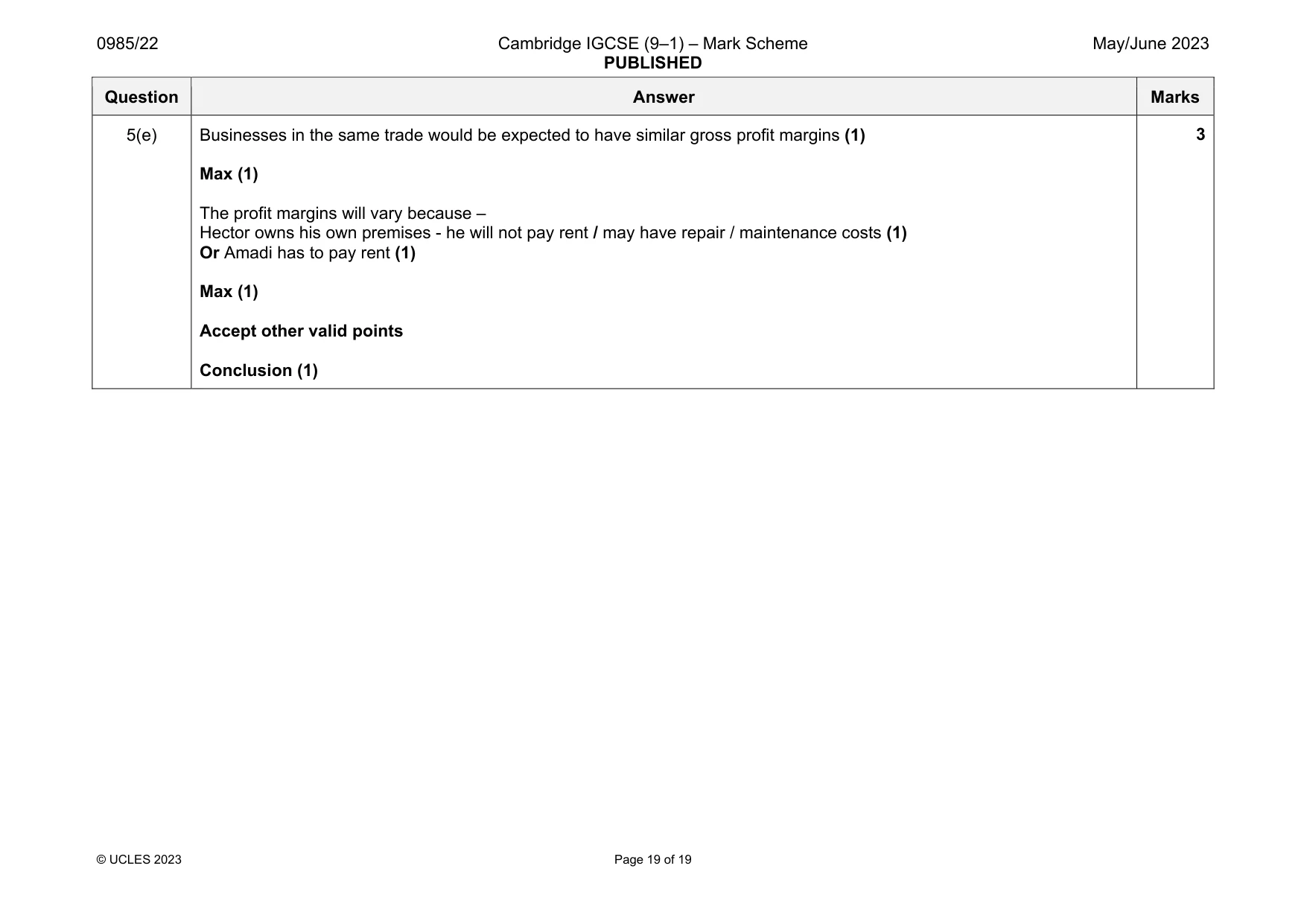 Mark scheme, page 19 of 19