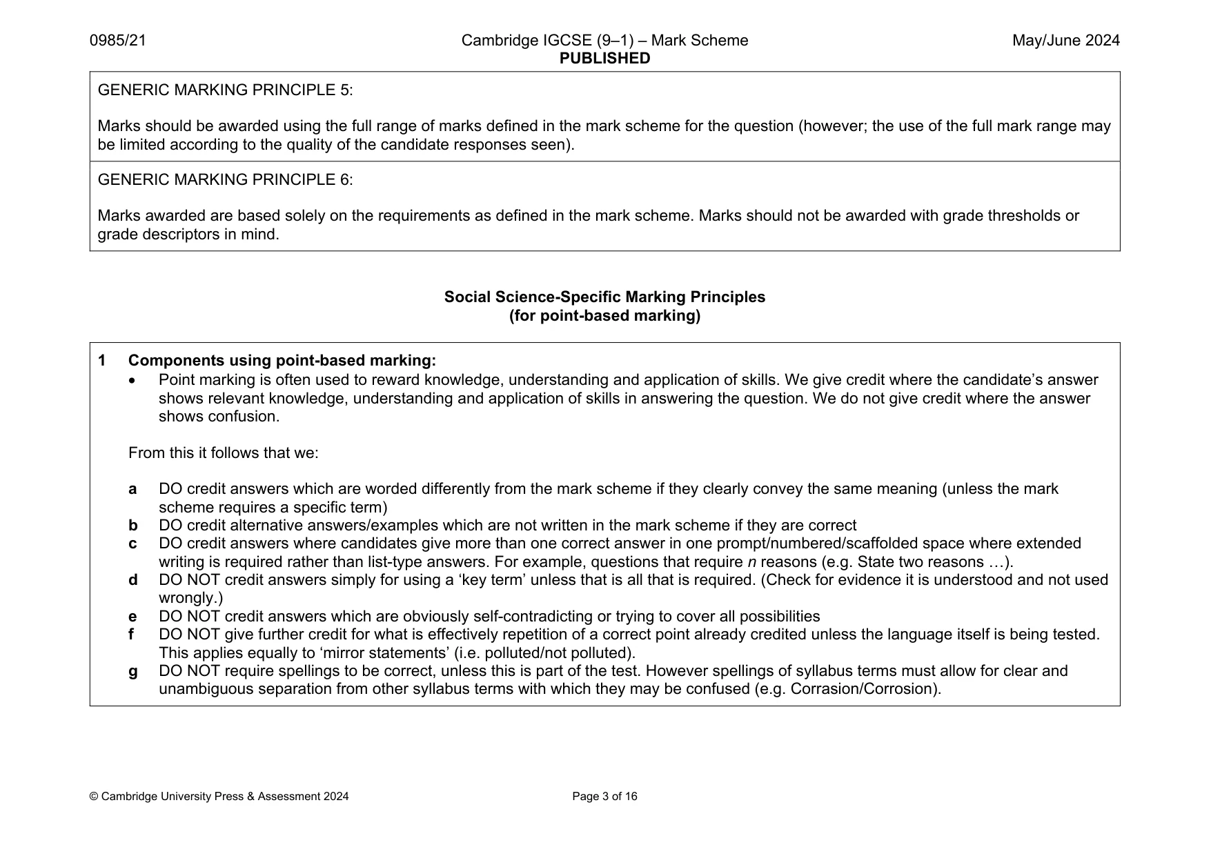 Mark scheme, page 3 of 16