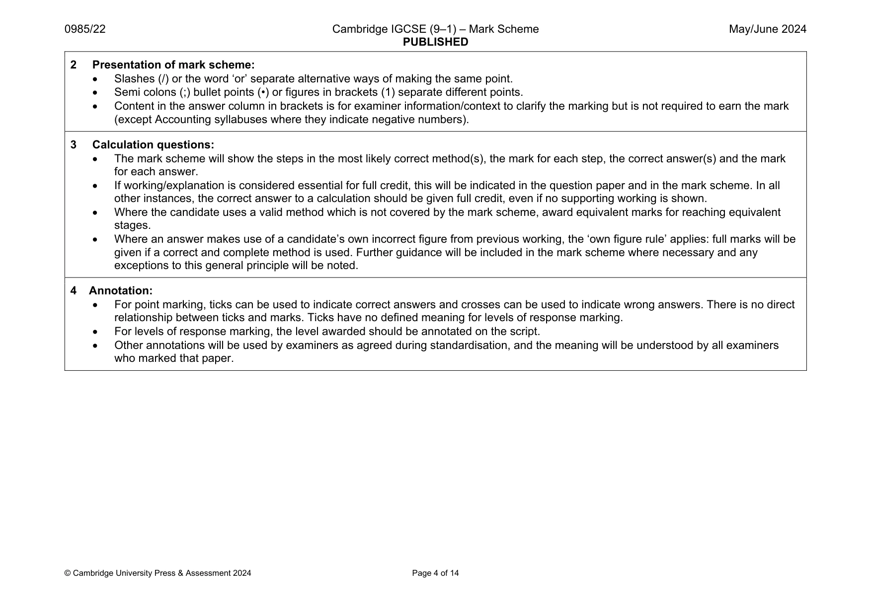 Mark scheme, page 4 of 14