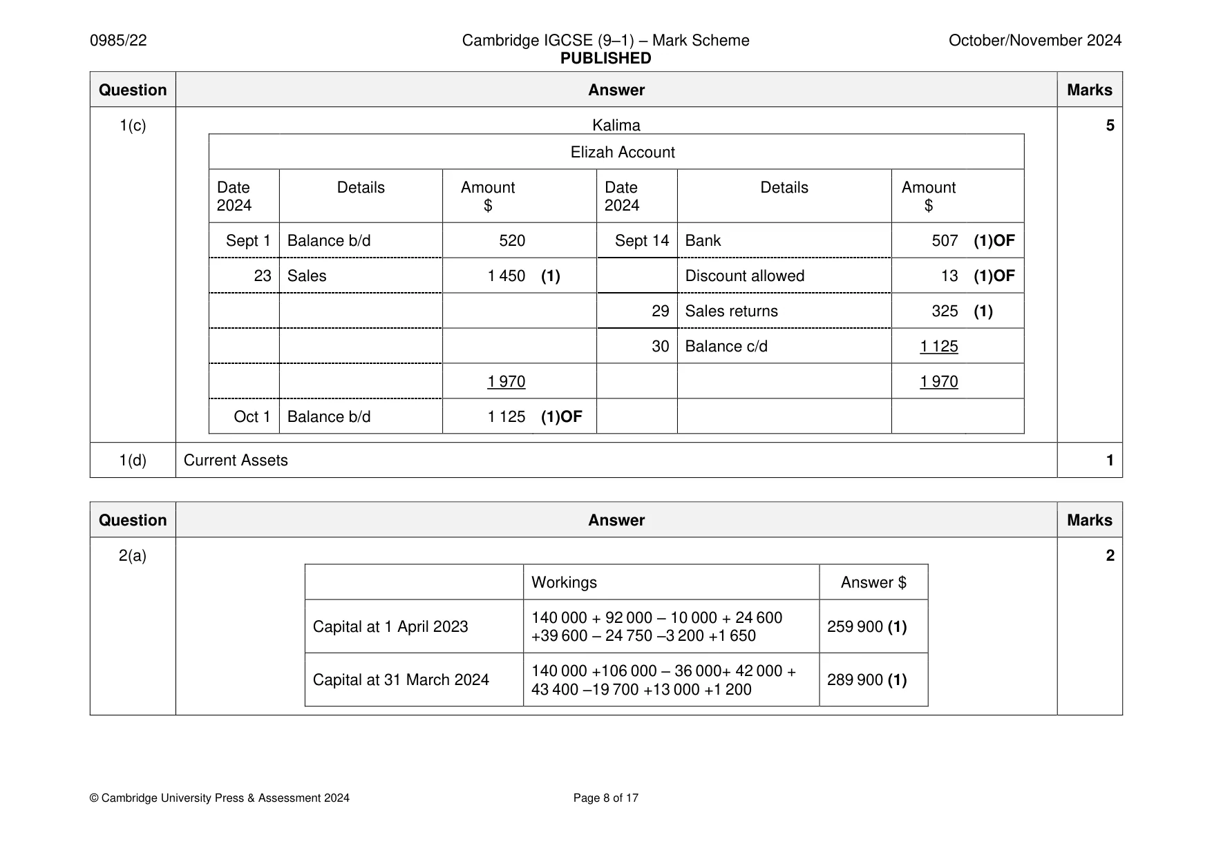 Mark scheme, page 8 of 17