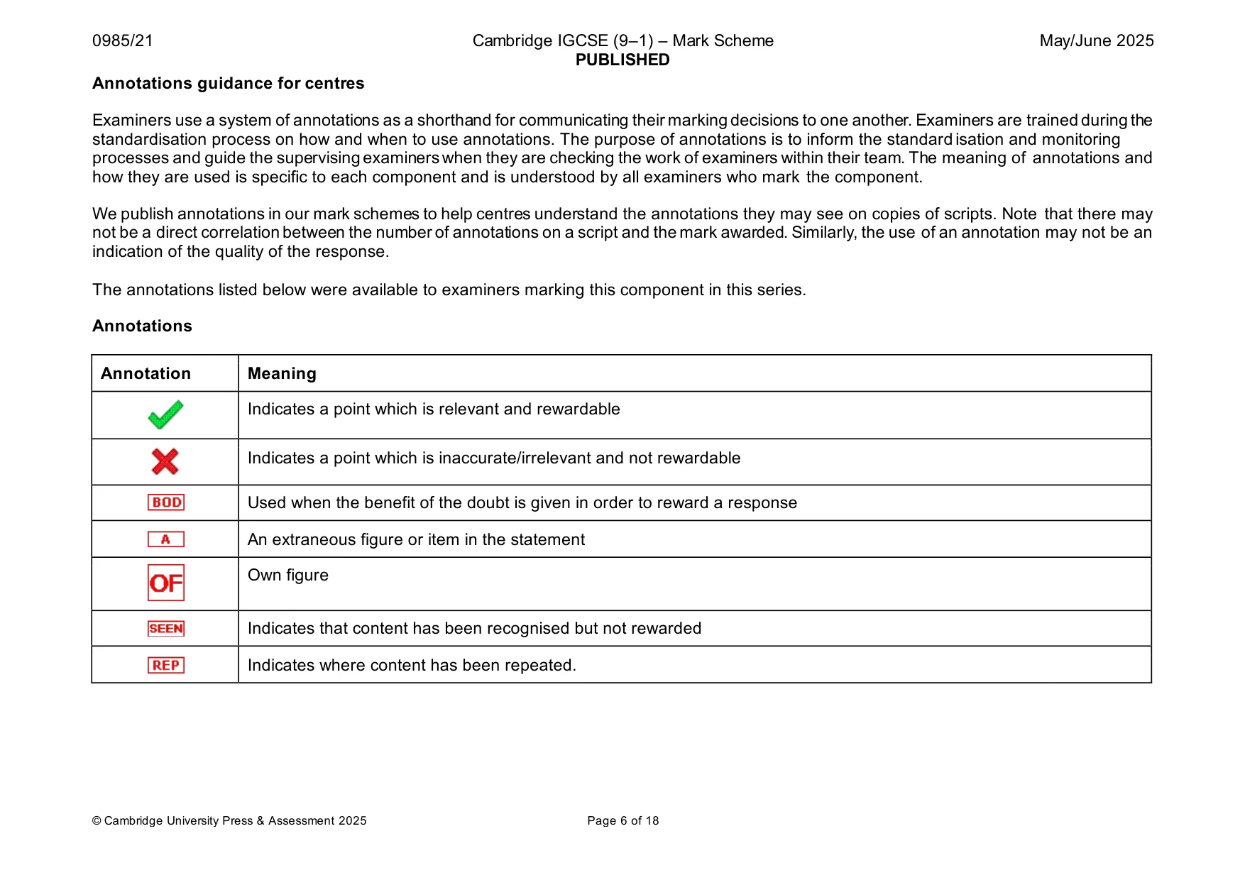Mark scheme, page 6 of 18