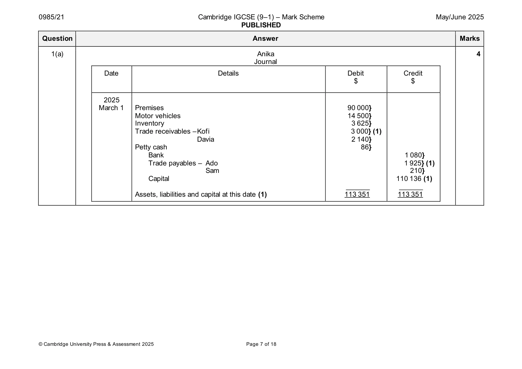 Mark scheme, page 7 of 18