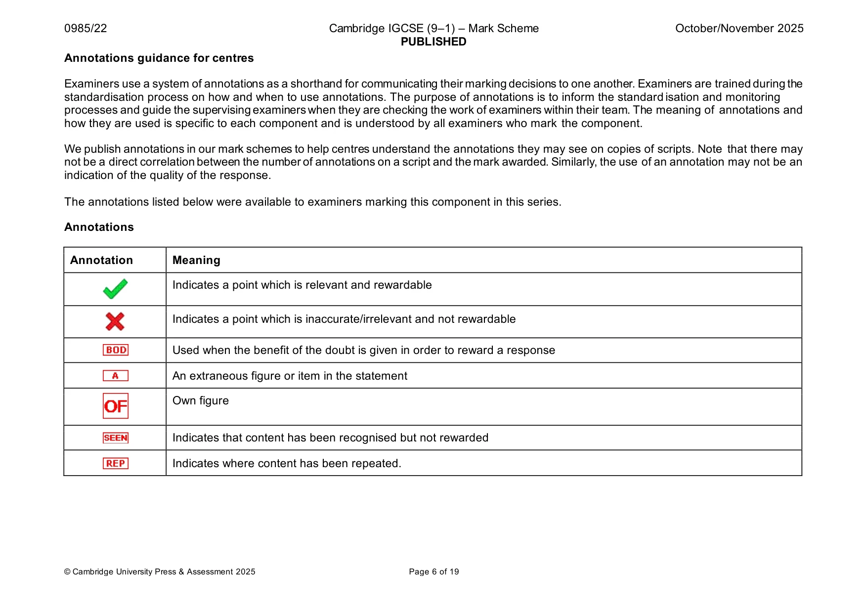 Mark scheme, page 6 of 19