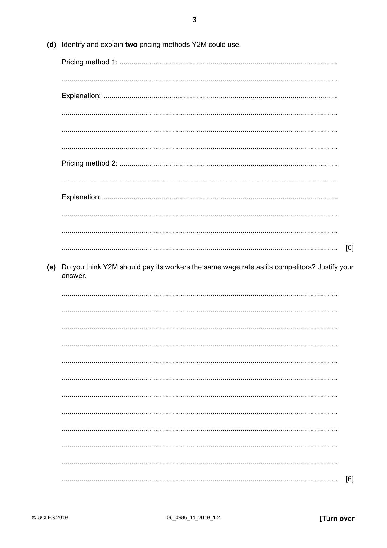 Cambridge IGCSE Business Studies (9-1) 0986 2019 May/June Paper 1 · Variant 1 question paper, page 3 of 12
