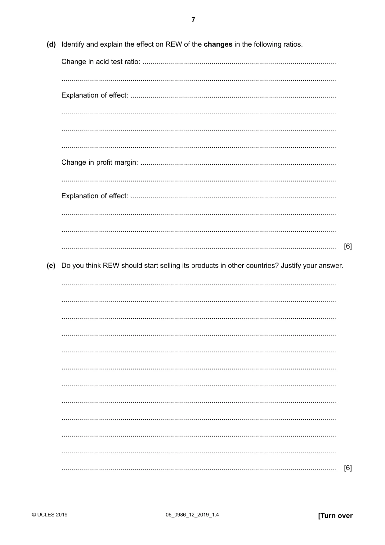 Cambridge IGCSE Business Studies (9-1) 0986 2019 May/June Paper 1 · Variant 2 question paper, page 7 of 12
