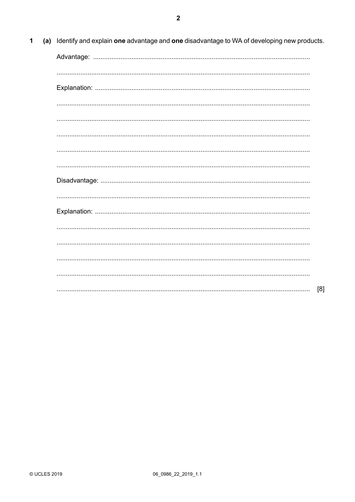 Cambridge IGCSE Business Studies (9-1) 0986 2019 May/June Paper 2 · Variant 2 question paper, page 2 of 12