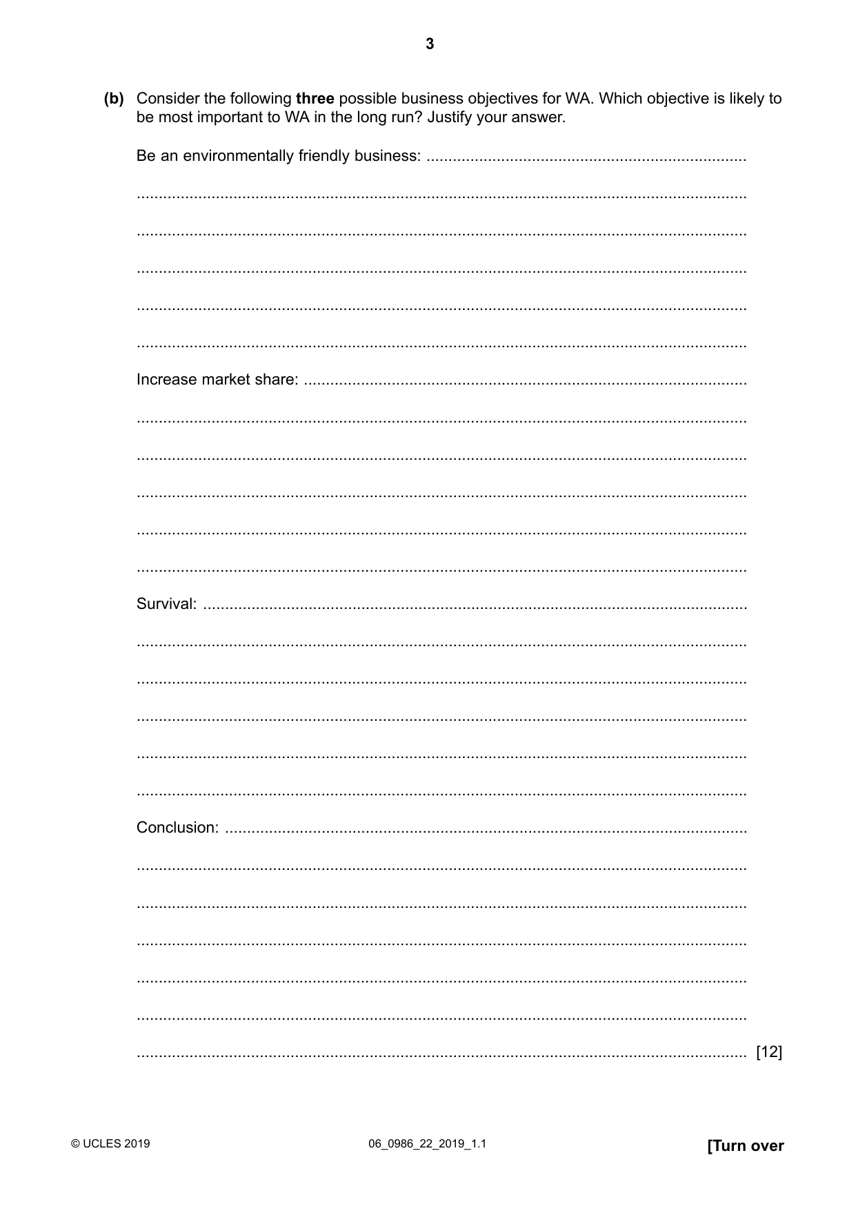 Cambridge IGCSE Business Studies (9-1) 0986 2019 May/June Paper 2 · Variant 2 question paper, page 3 of 12
