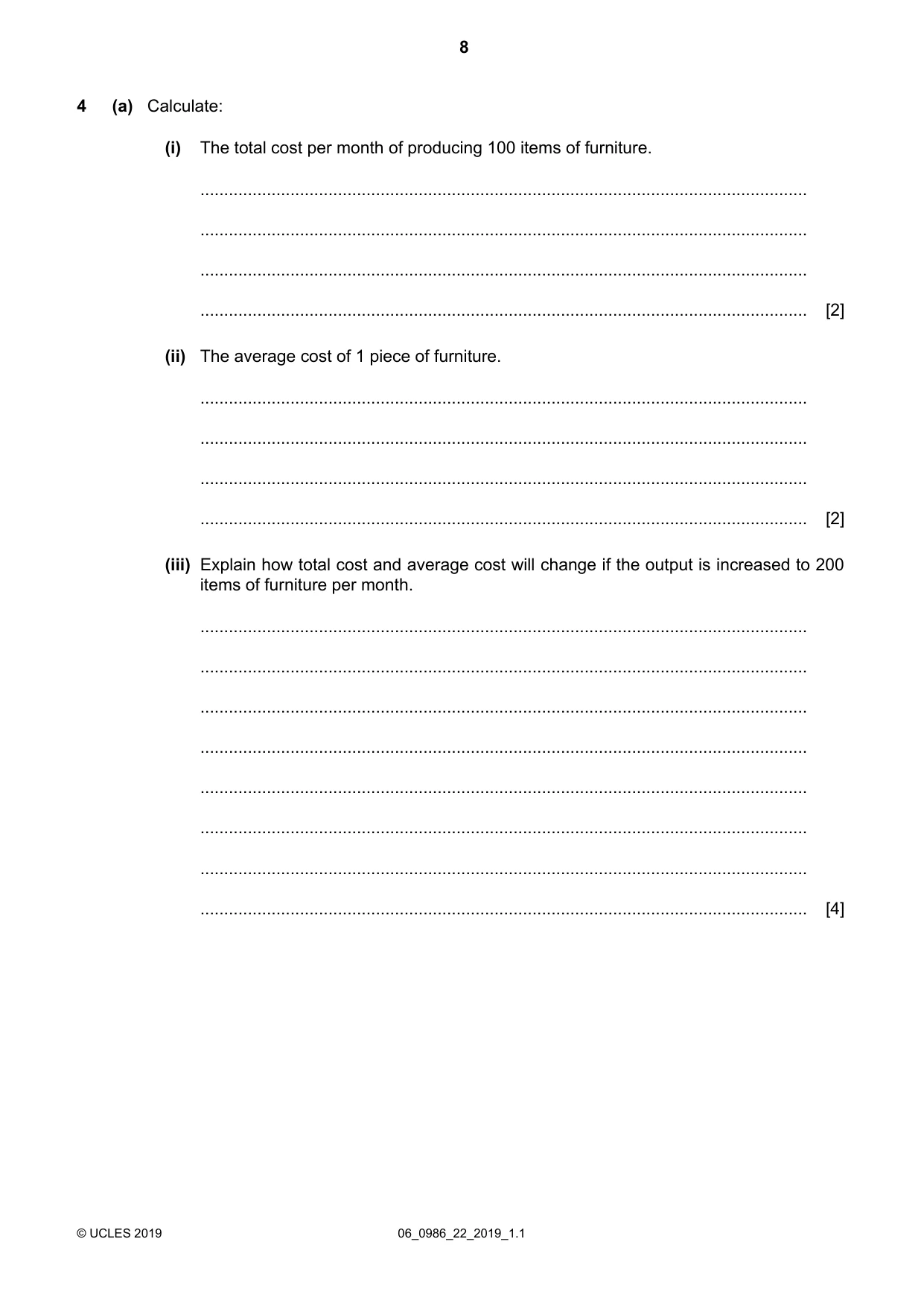 Cambridge IGCSE Business Studies (9-1) 0986 2019 May/June Paper 2 · Variant 2 question paper, page 8 of 12