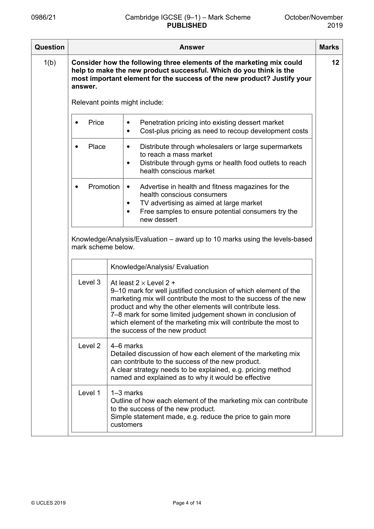 Mark scheme, page 4 of 14