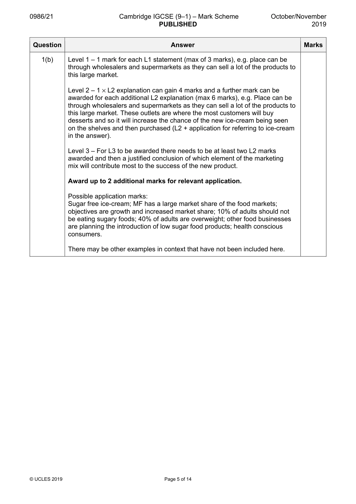 Mark scheme, page 5 of 14