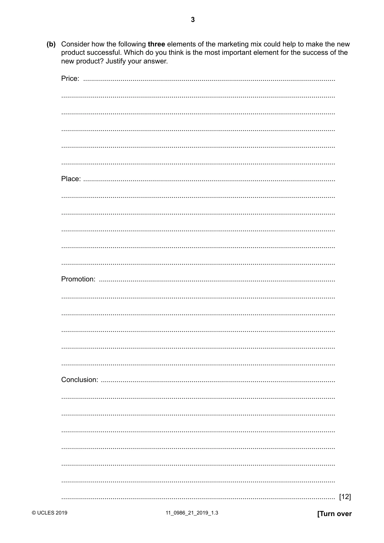 Cambridge IGCSE Business Studies (9-1) 0986 2019 Oct/Nov Paper 2 · Variant 1 question paper, page 3 of 12