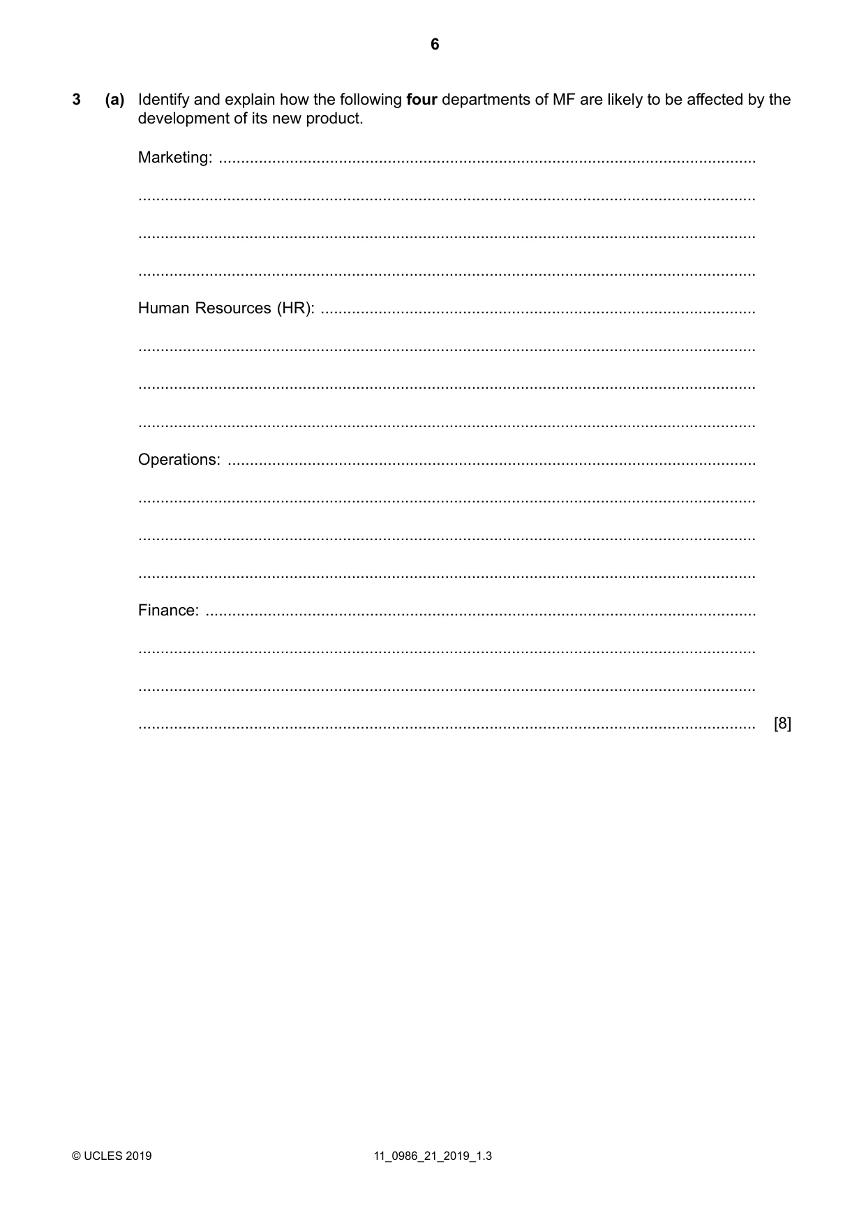 Cambridge IGCSE Business Studies (9-1) 0986 2019 Oct/Nov Paper 2 · Variant 1 question paper, page 6 of 12