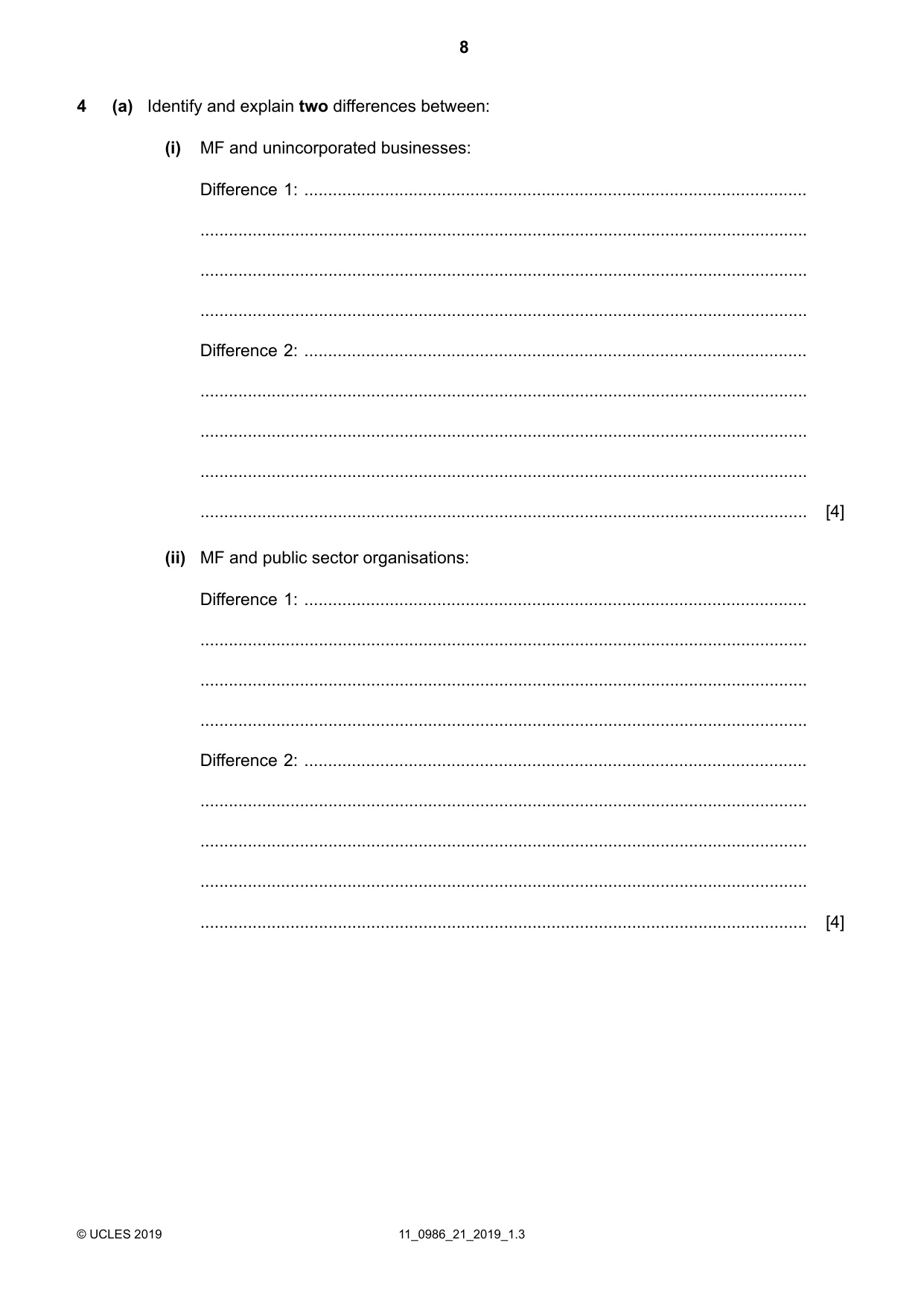 Cambridge IGCSE Business Studies (9-1) 0986 2019 Oct/Nov Paper 2 · Variant 1 question paper, page 8 of 12