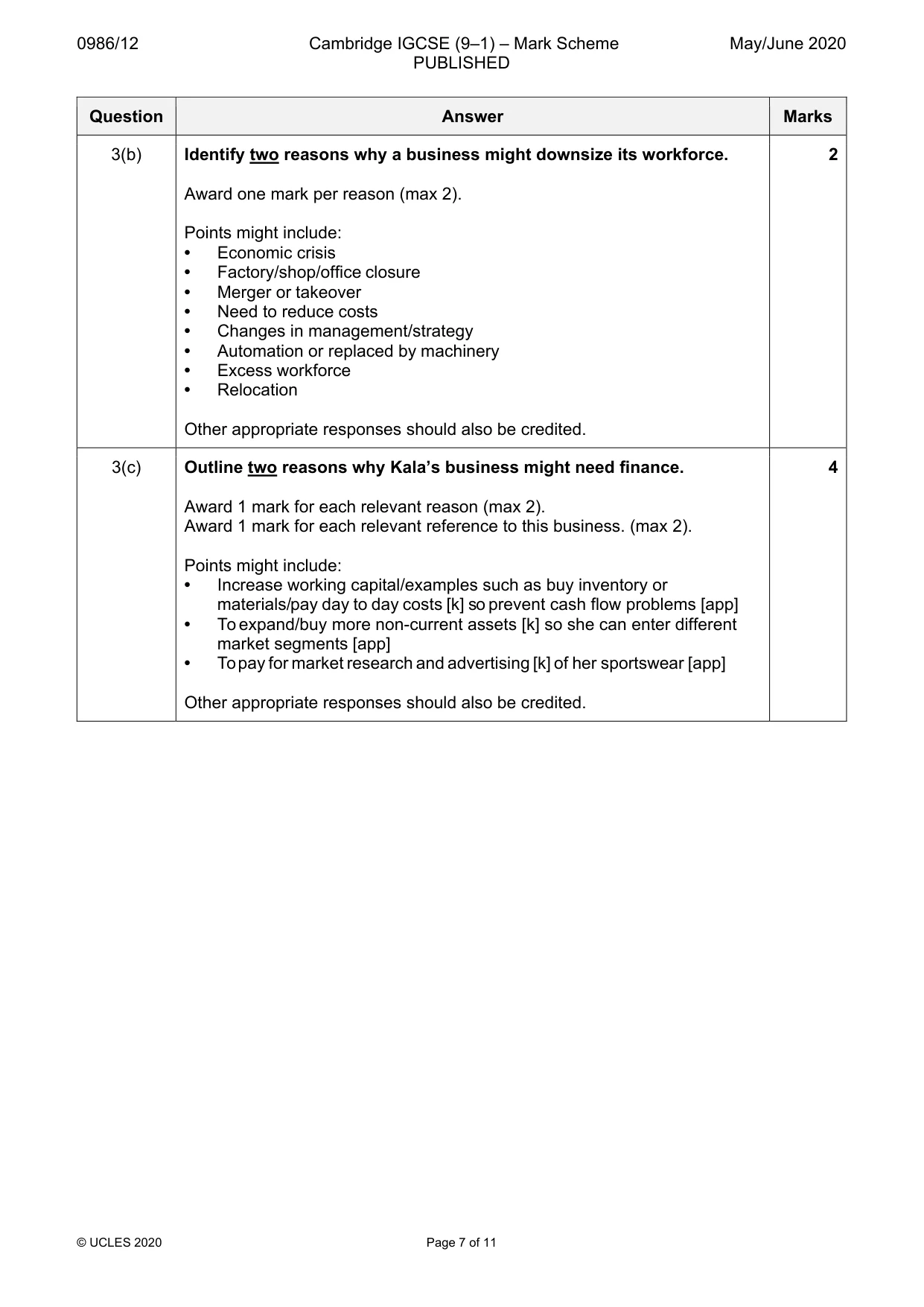 Mark scheme, page 7 of 11