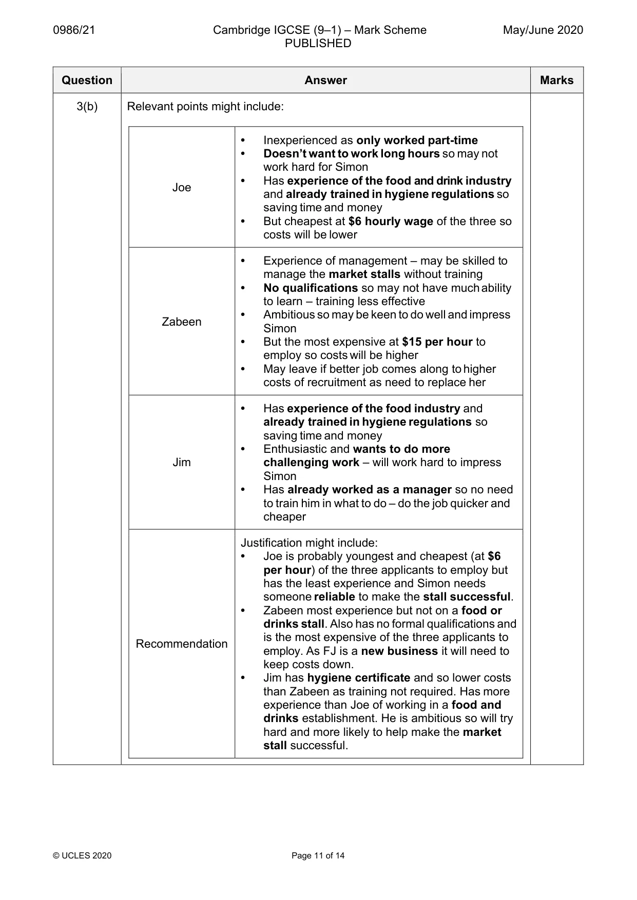 Mark scheme, page 11 of 14