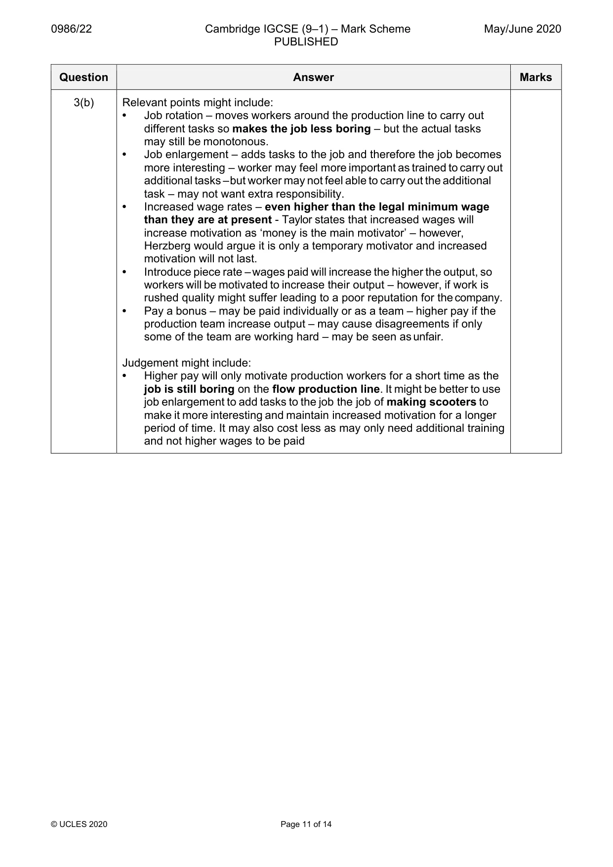Mark scheme, page 11 of 14