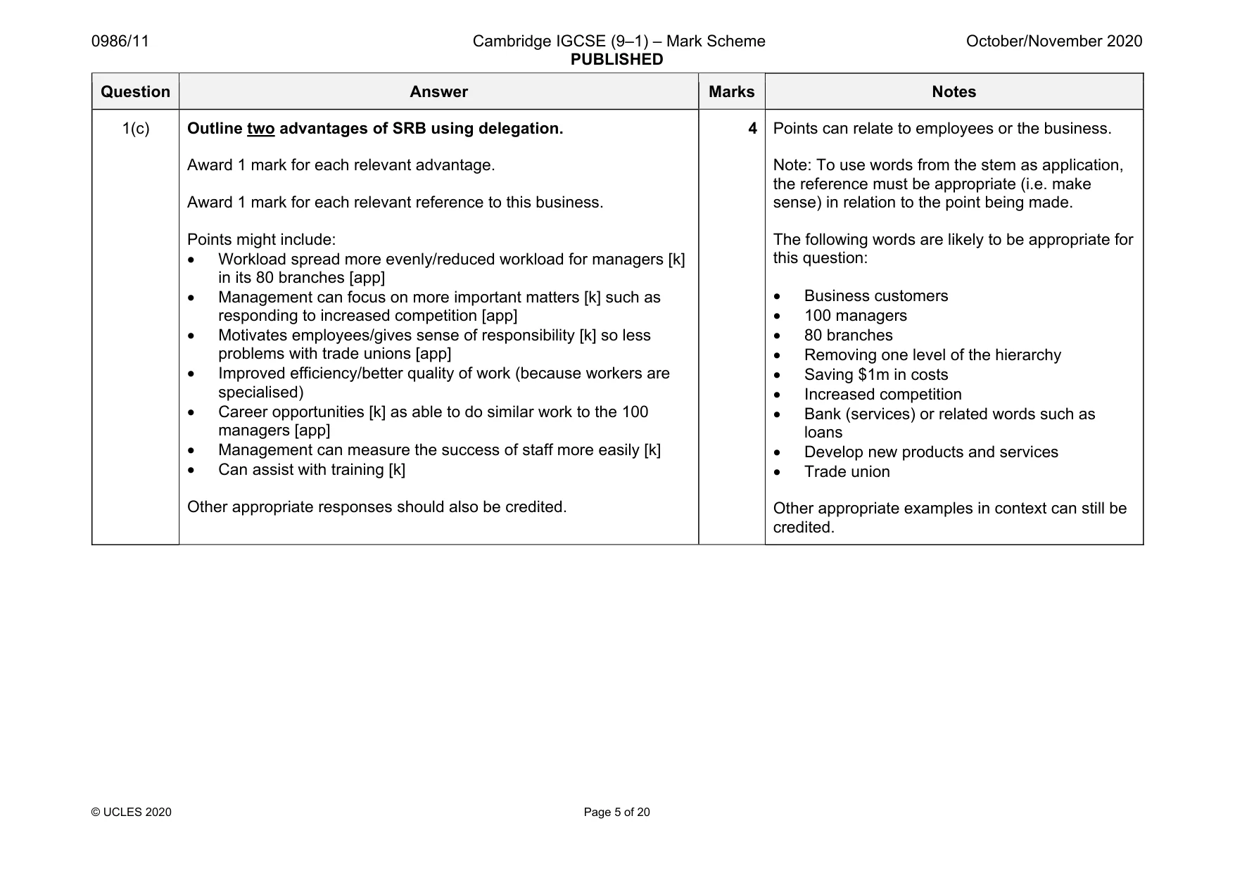 Mark scheme, page 5 of 20