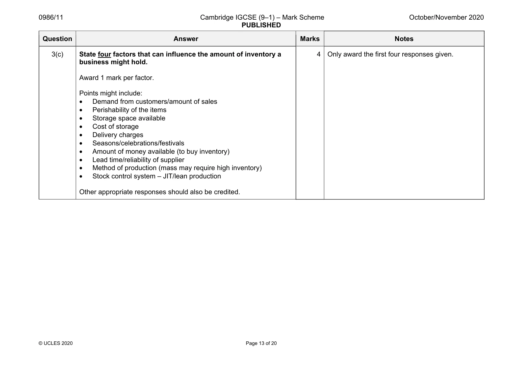 Mark scheme, page 13 of 20