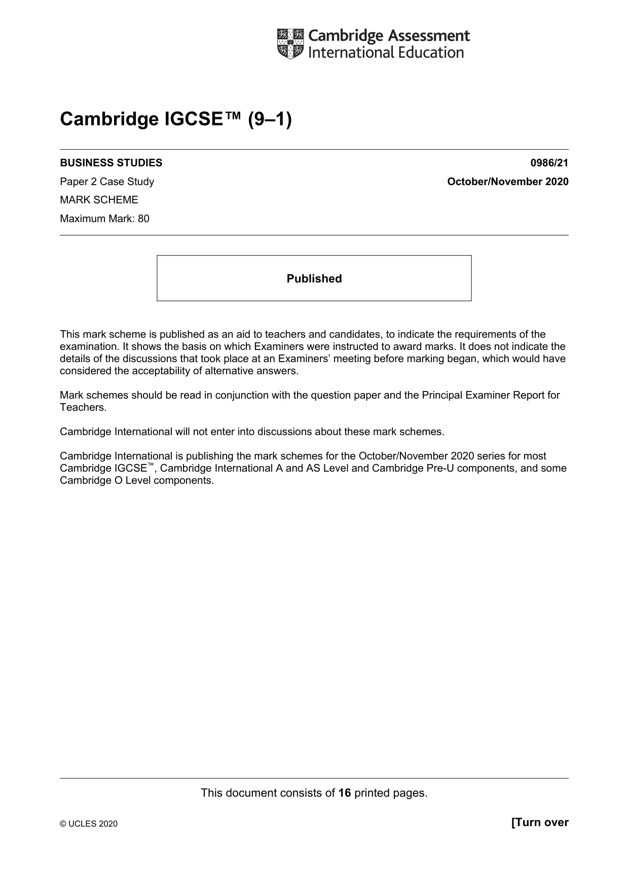 Mark scheme, page 1 of 16
