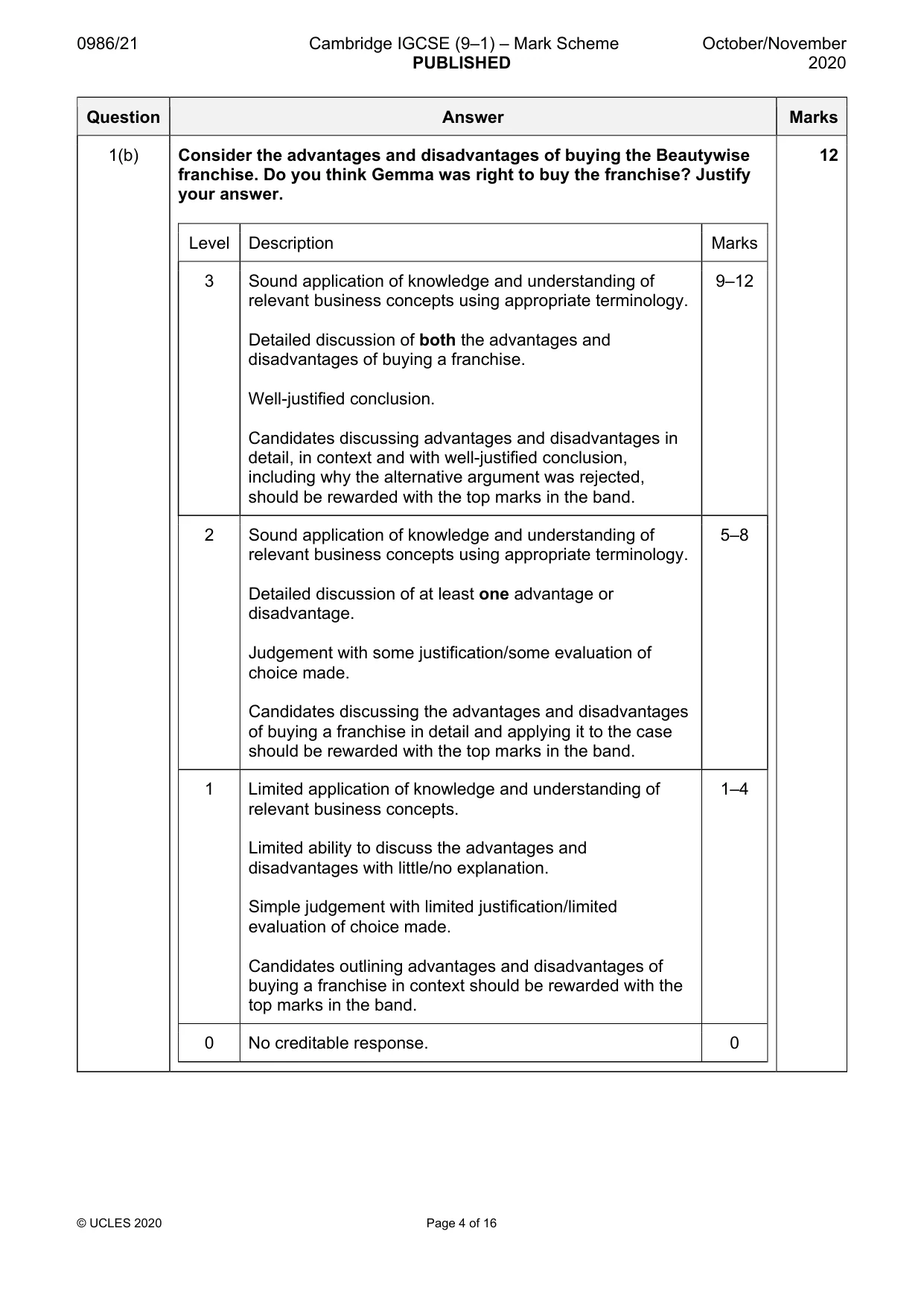 Mark scheme, page 4 of 16