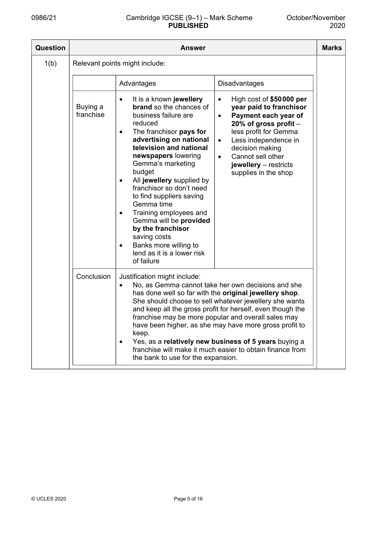 Mark scheme, page 5 of 16