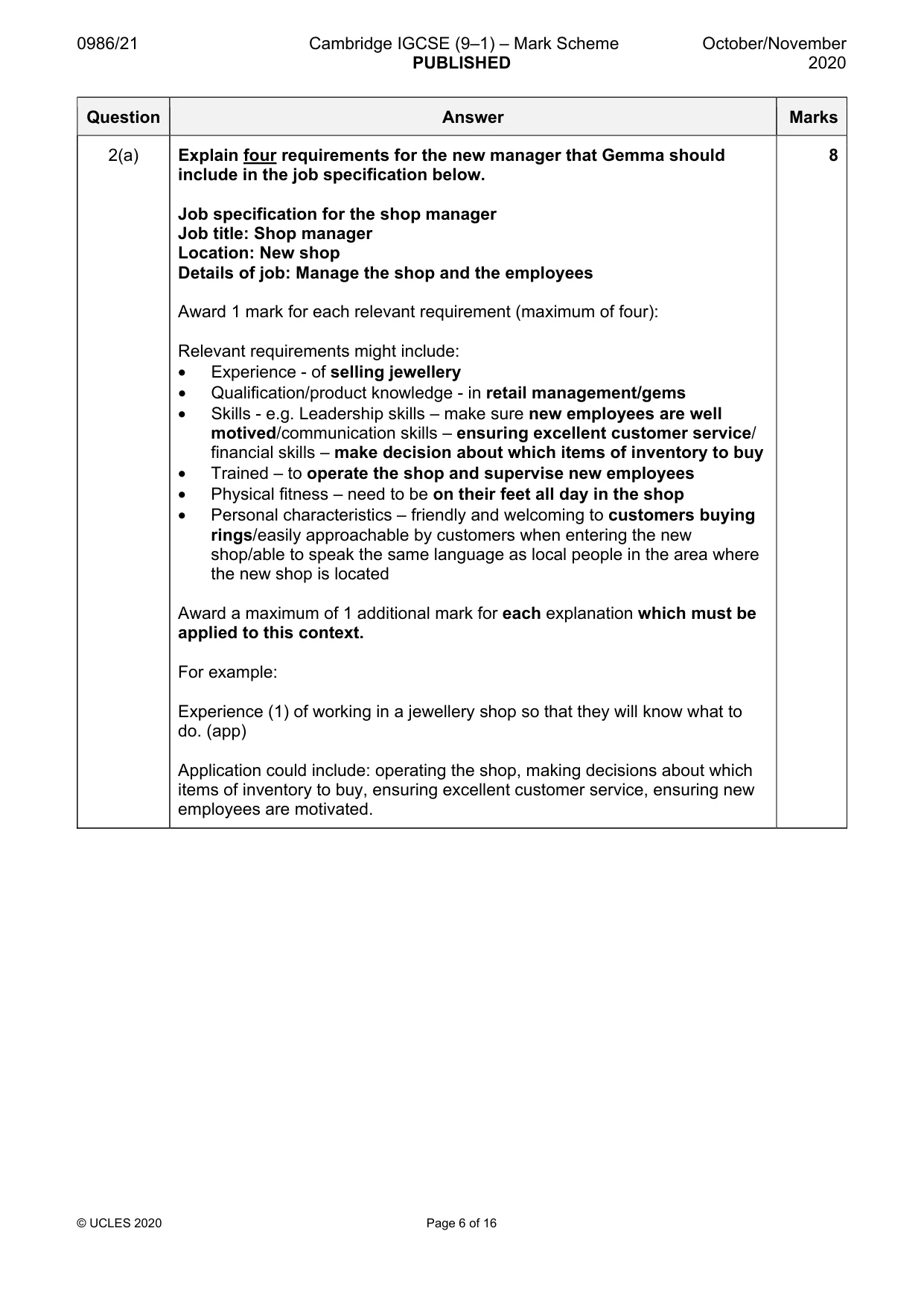 Mark scheme, page 6 of 16