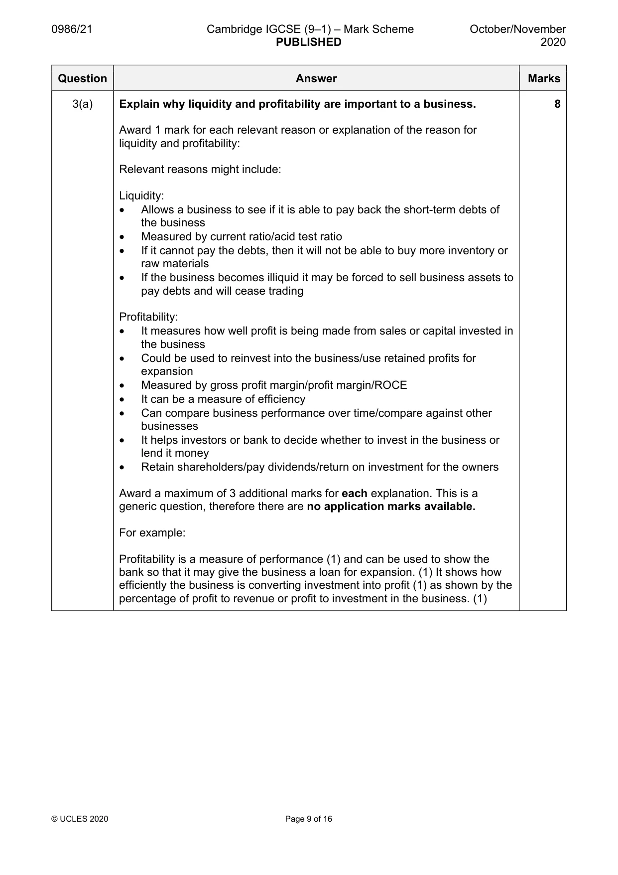 Mark scheme, page 9 of 16