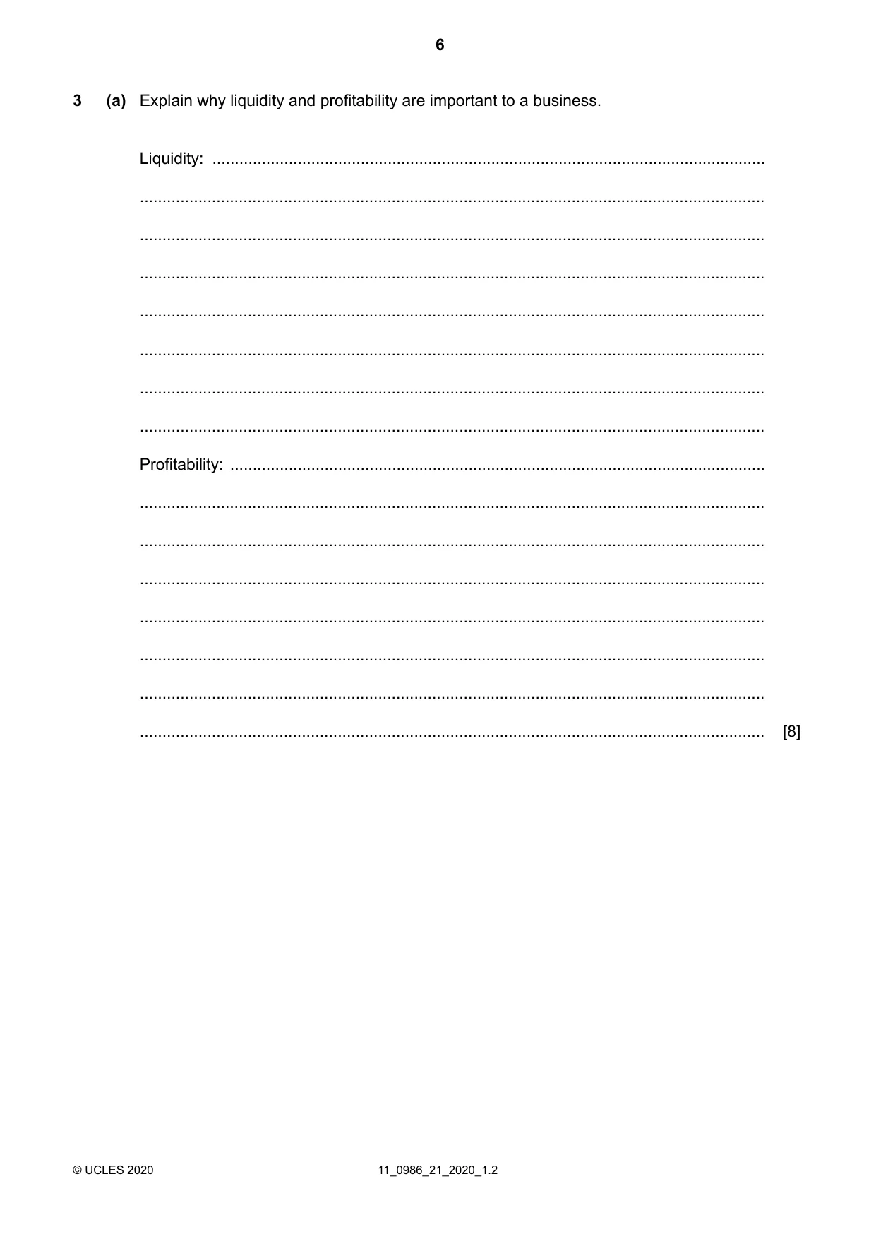 Cambridge IGCSE Business Studies (9-1) 0986 2020 Oct/Nov Paper 2 · Variant 1 question paper, page 6 of 12
