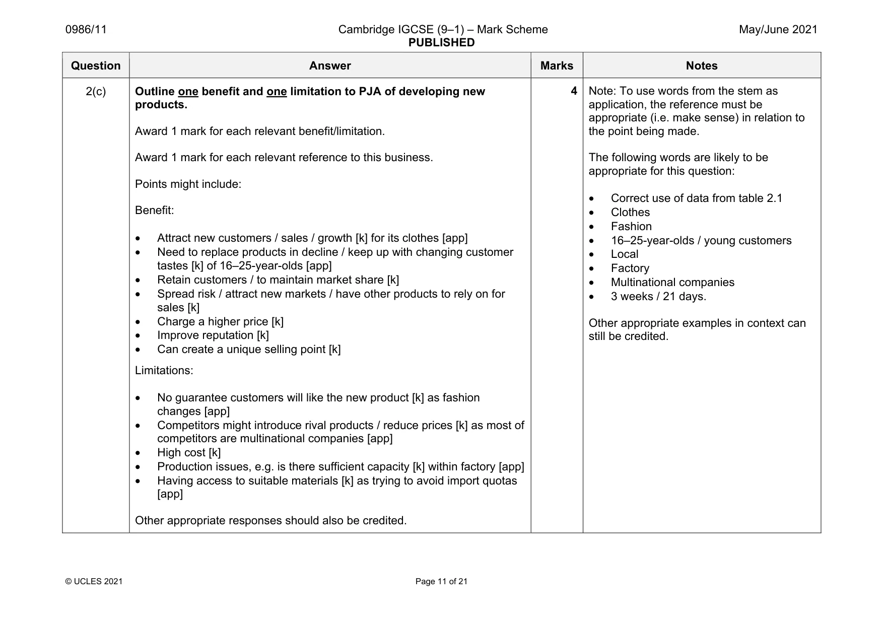 Mark scheme, page 11 of 21