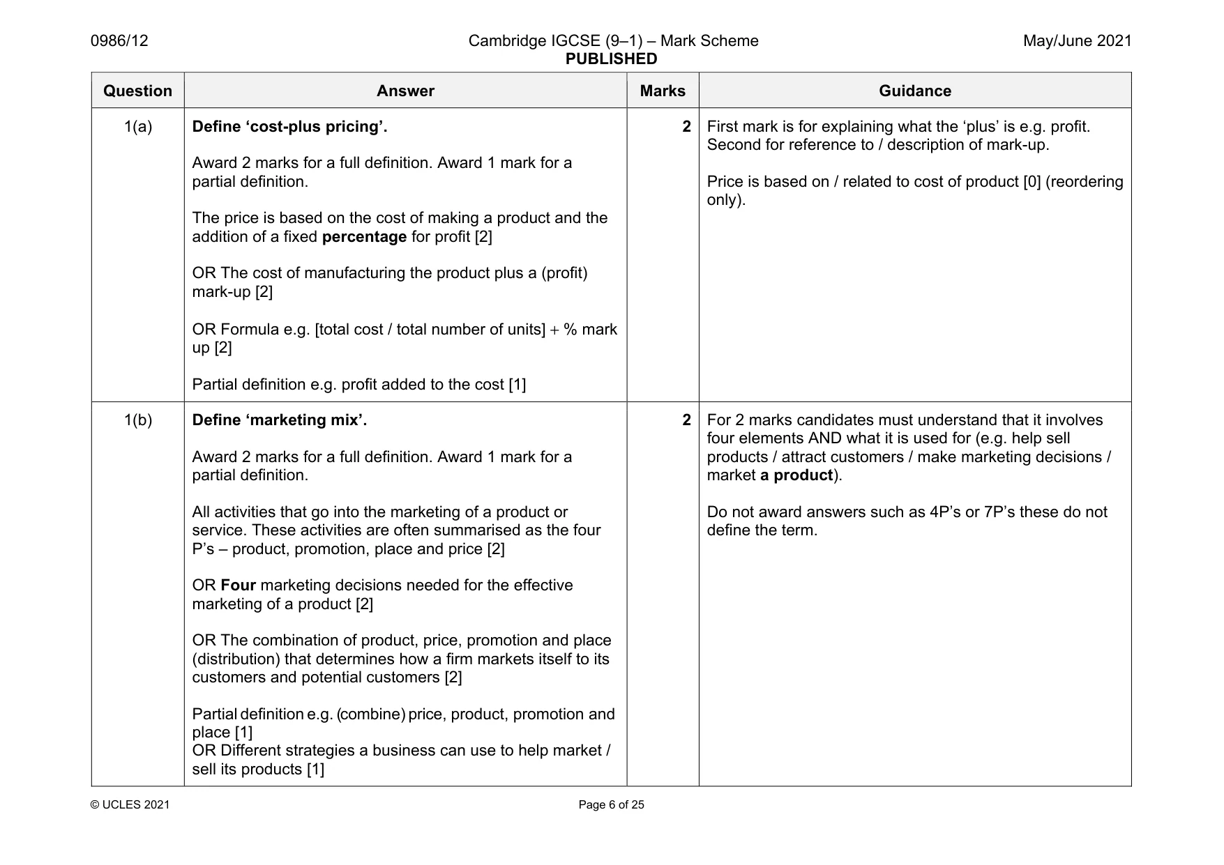 Mark scheme, page 6 of 25