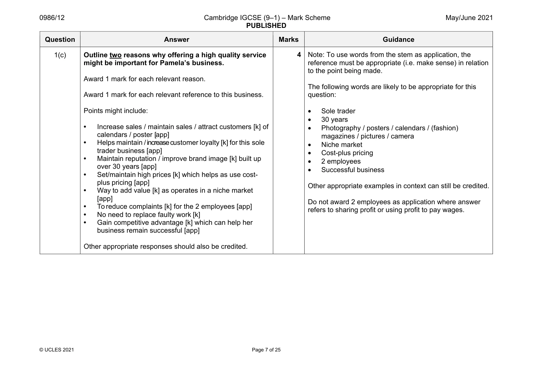 Mark scheme, page 7 of 25
