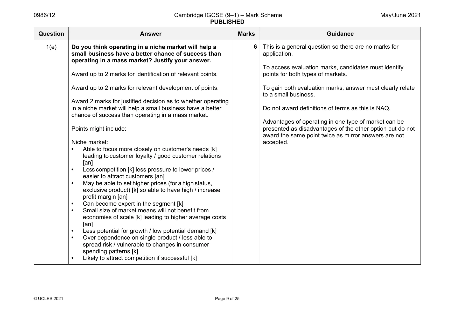 Mark scheme, page 9 of 25