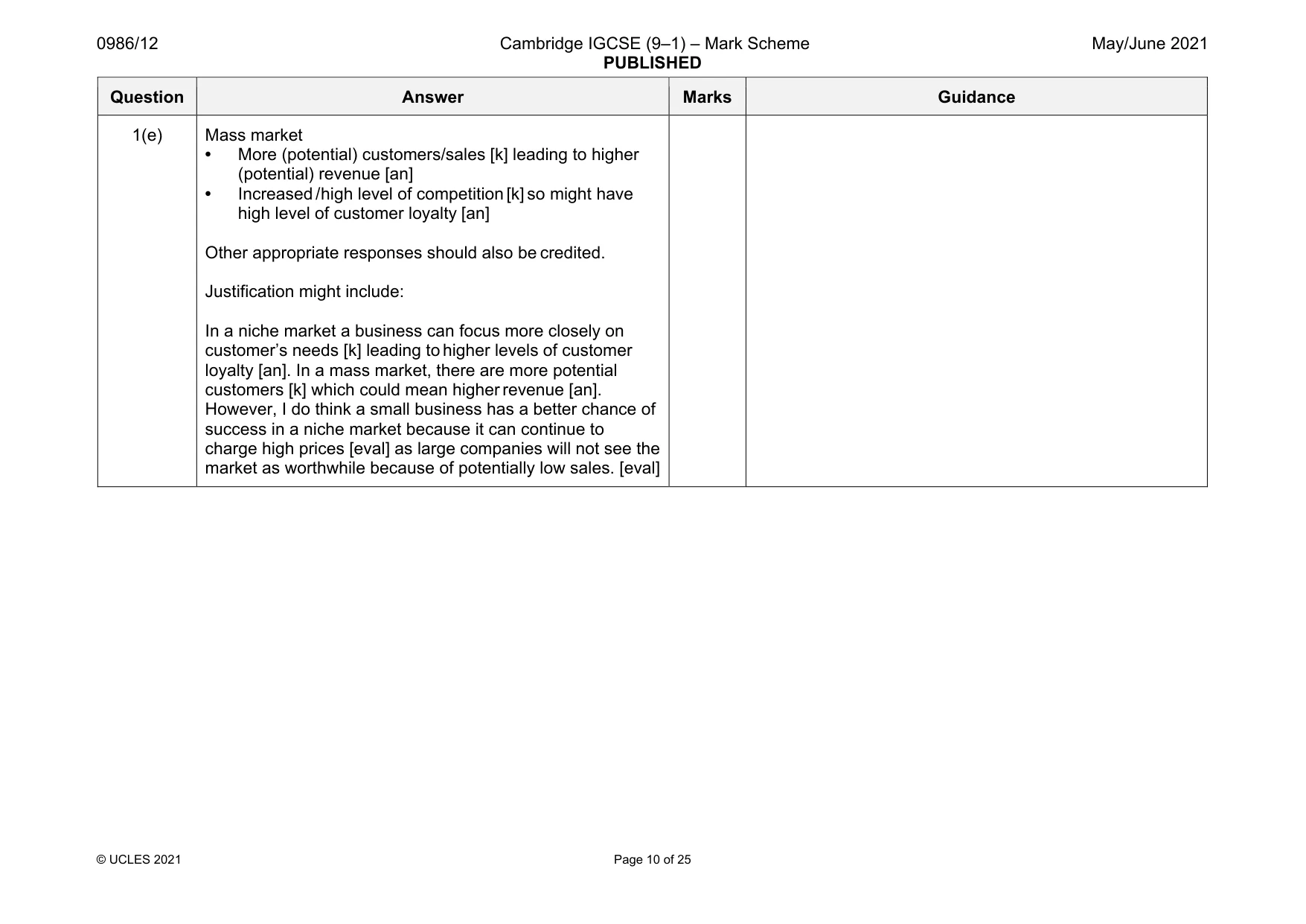 Mark scheme, page 10 of 25
