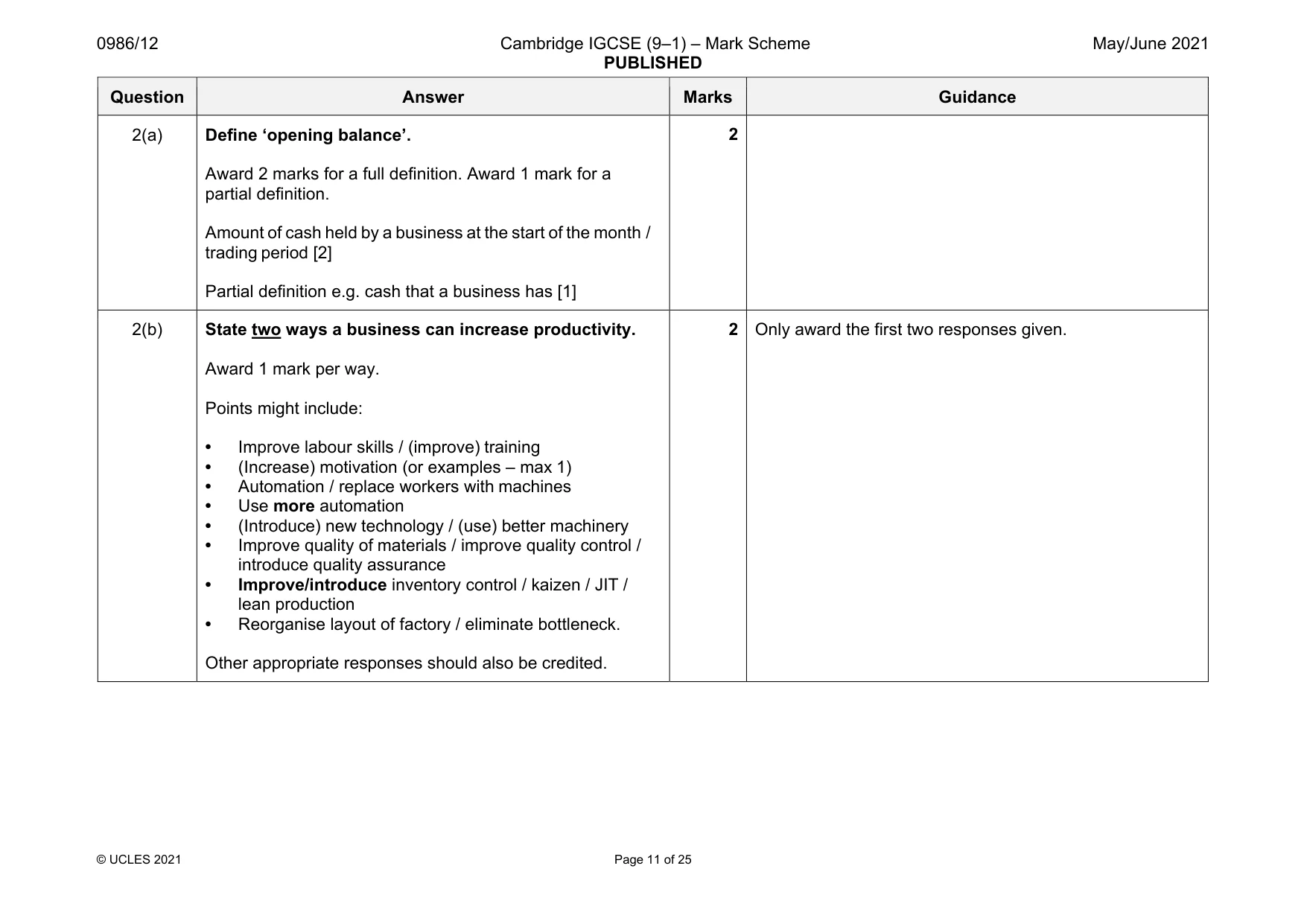 Mark scheme, page 11 of 25